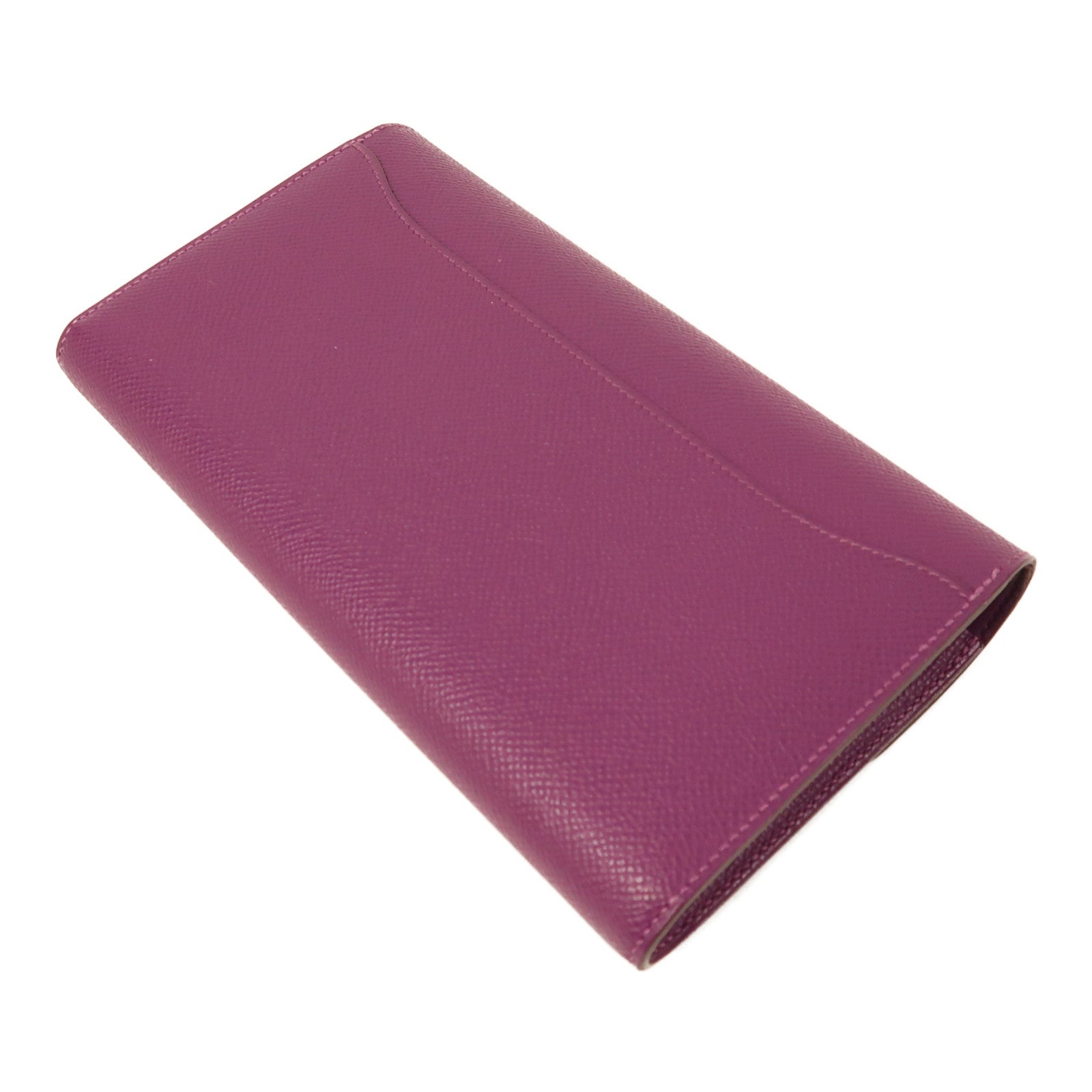 HERMES Epsom皮革Constance Long Wallet銀扣長錢包海葵紫色