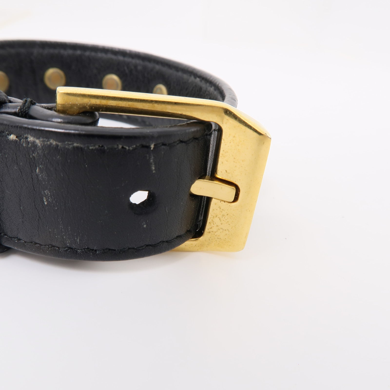 SAINT LAURENT 牛皮皮革/金屬Bracelet手鏈黑色/金色