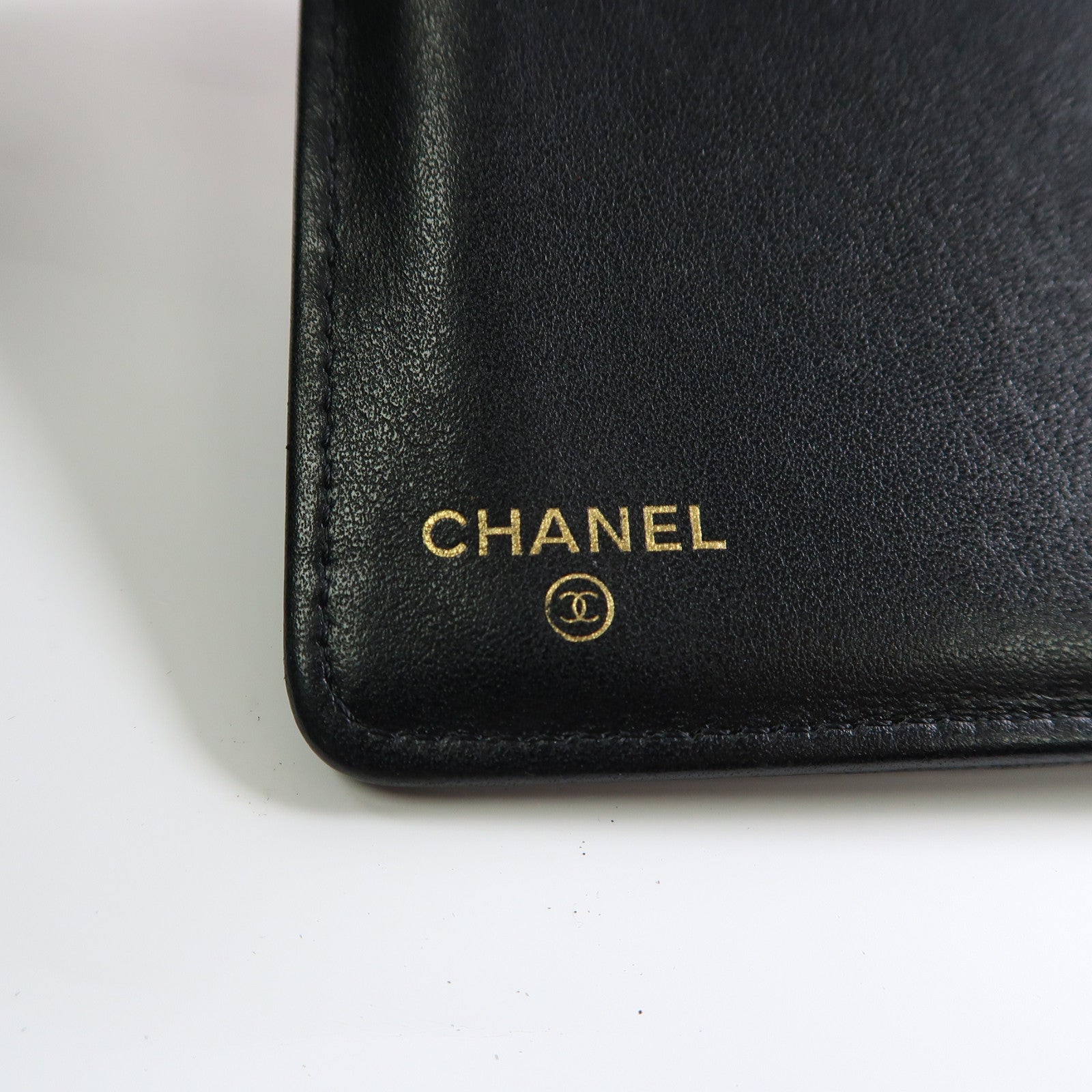 CHANEL 菱格牛皮皮革Boy Long Wallet金扣長錢包黑色