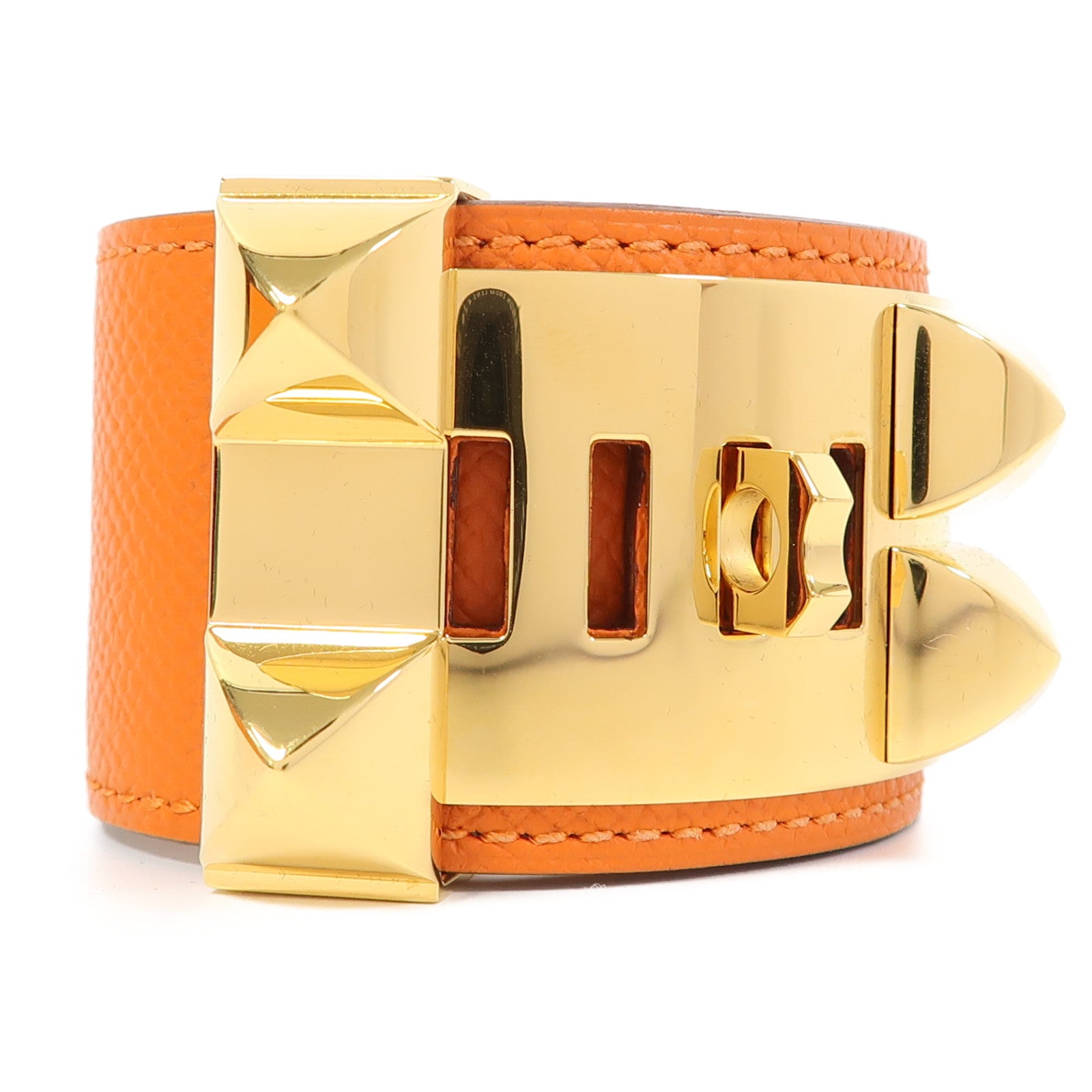 HERMES Epsom皮革Collier de Chien Bracelet手鐲橙色