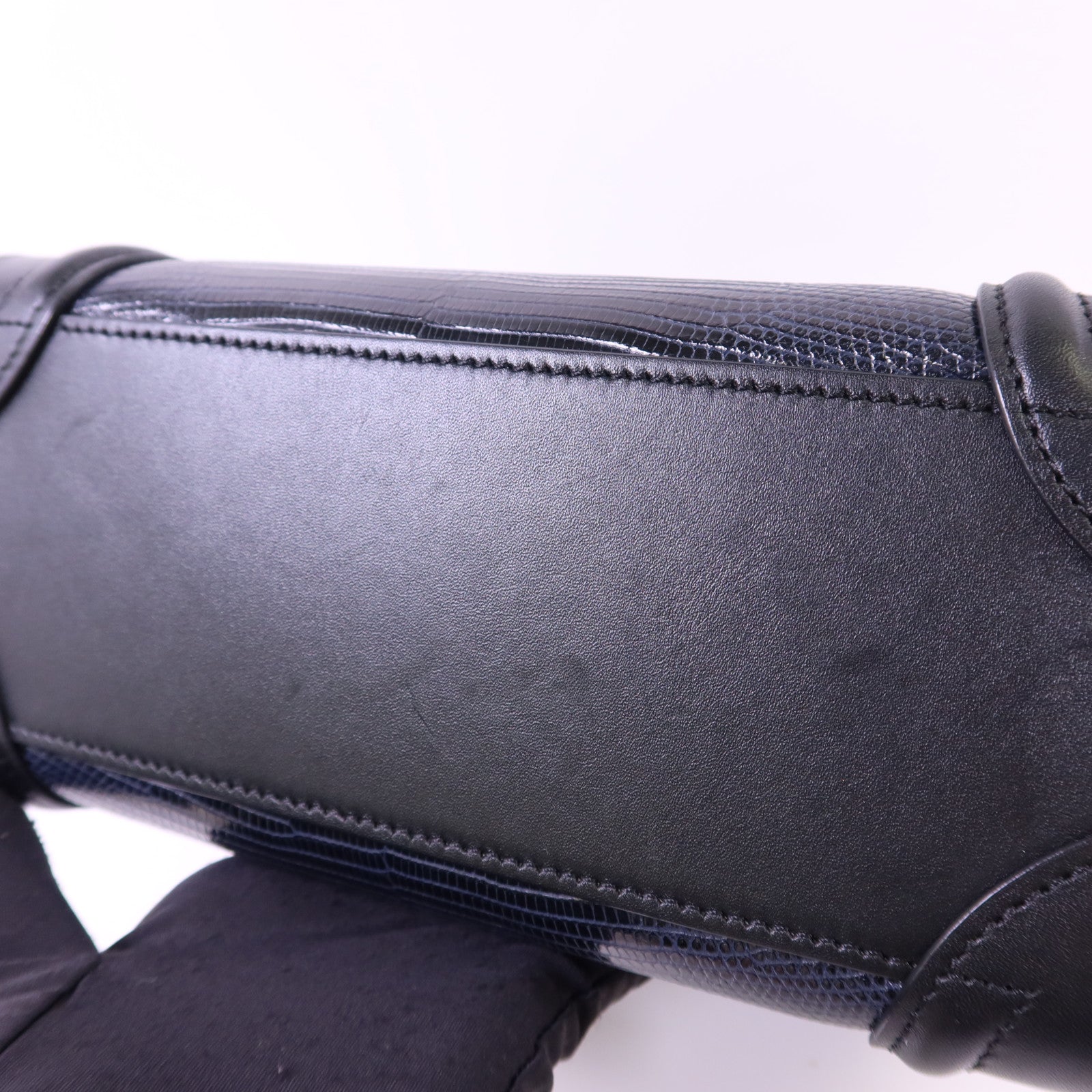 CELINE 蜥蝪皮革/牛皮皮革Nano Luggage金扣手挽肩背兩用袋