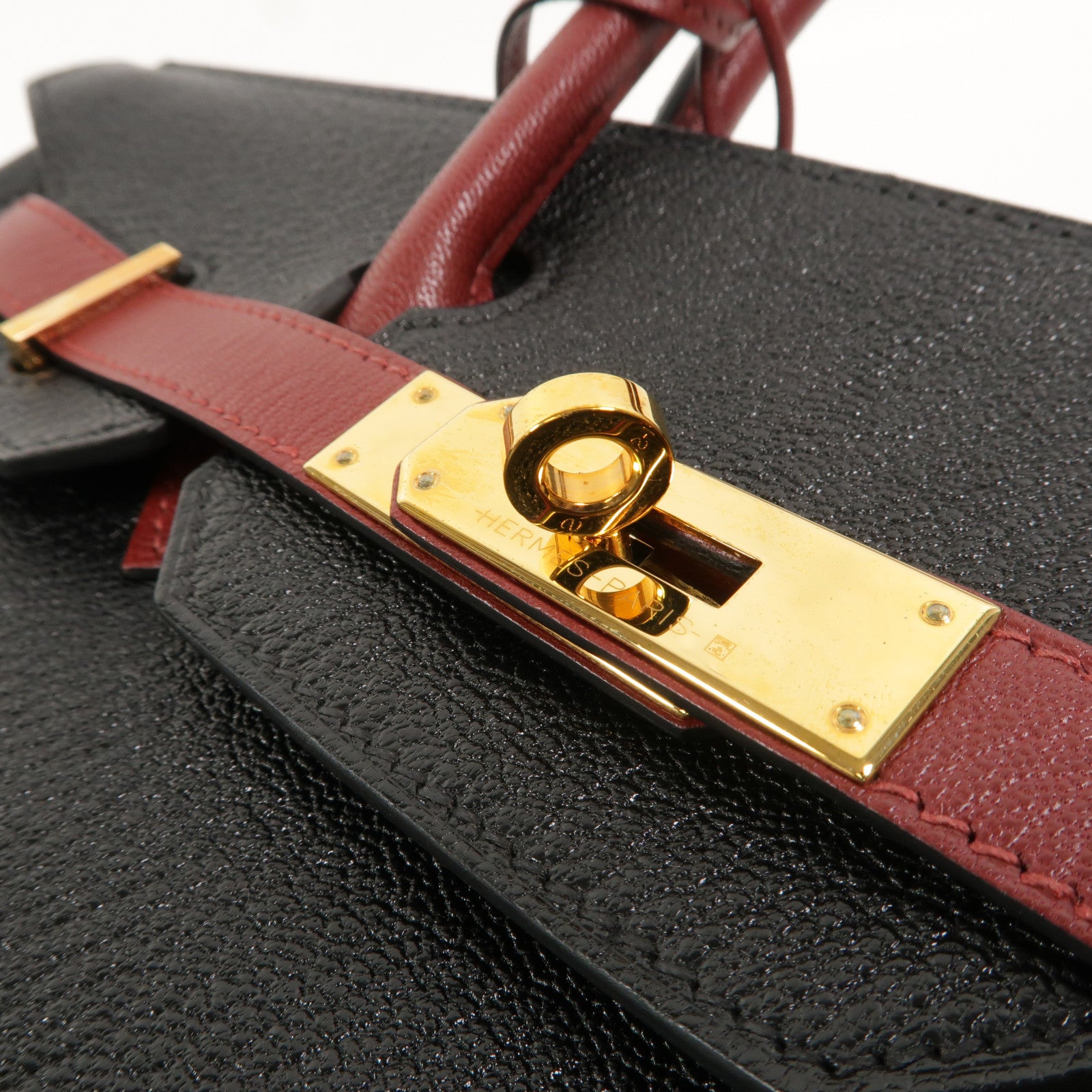 HERMES Chevre皮革Birkin 30 Special Order手挽袋Noir/Rouge H