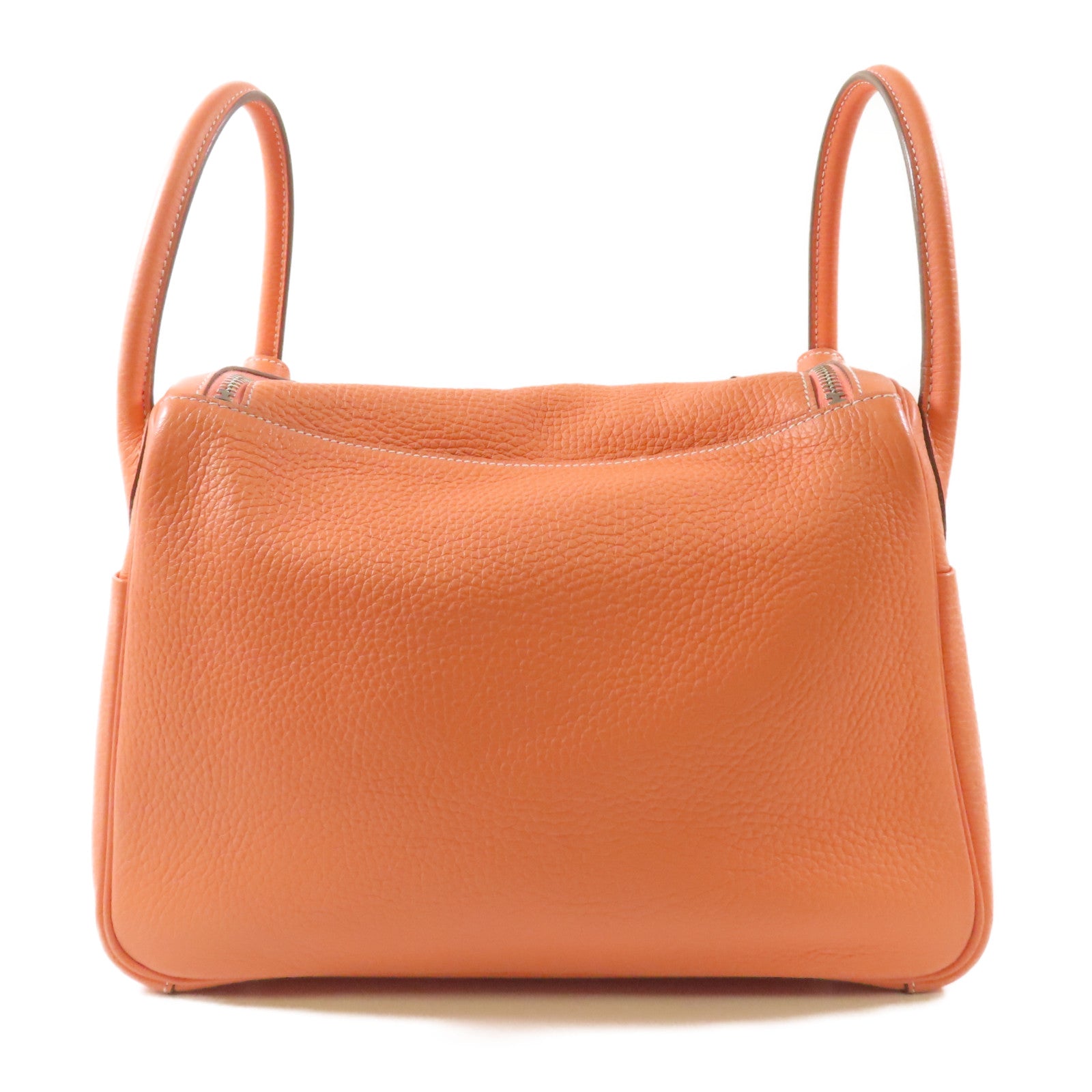 HERMES 【激減優惠】Clemence皮革Lindy 30銀扣肩背袋Flamingo