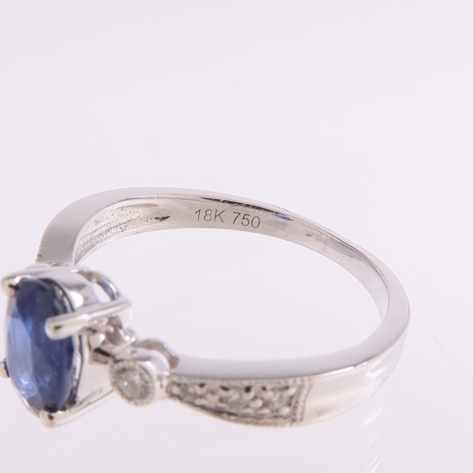 JEWELRY 18K白金Sapphire Diamond Ring藍寶石/鑽石戒指US#5.75