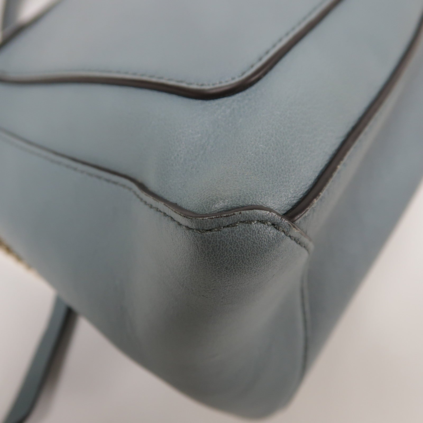 Chloe GHW Faye Day 2way Shoulder Bag Calfskin Leather Blue