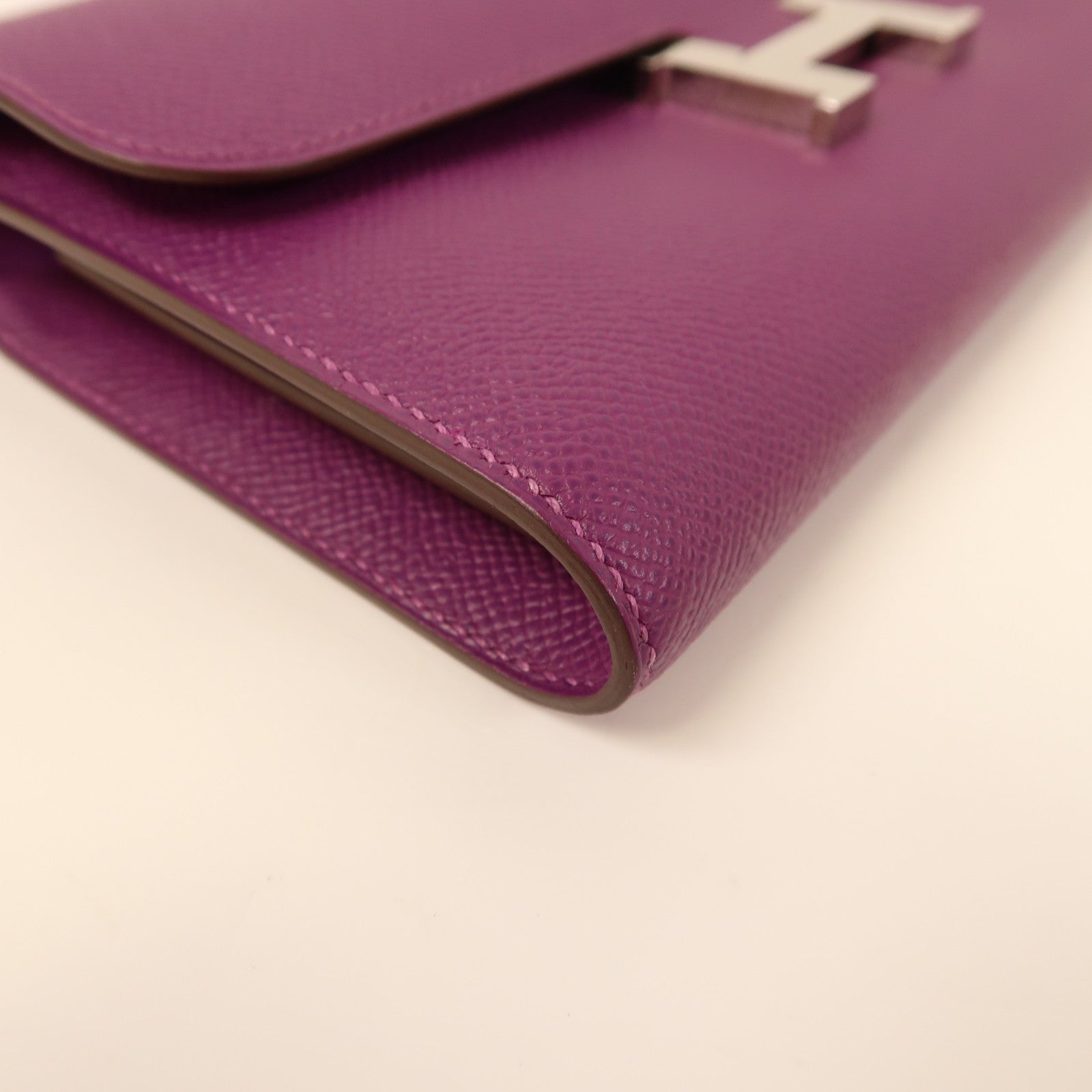 HERMES Epsom皮革Constance Long Wallet銀扣長錢包海葵紫色