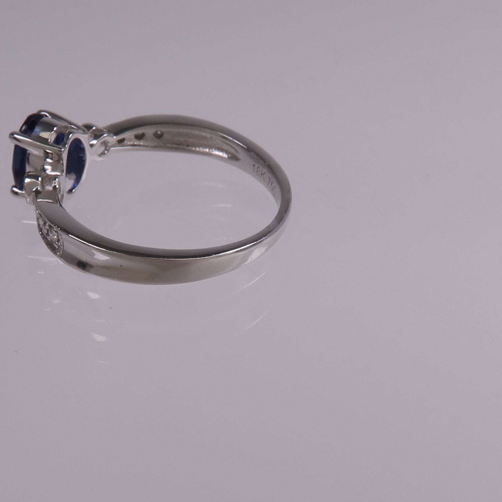 JEWELRY 18K白金Sapphire Diamond Ring藍寶石/鑽石戒指US#5.75