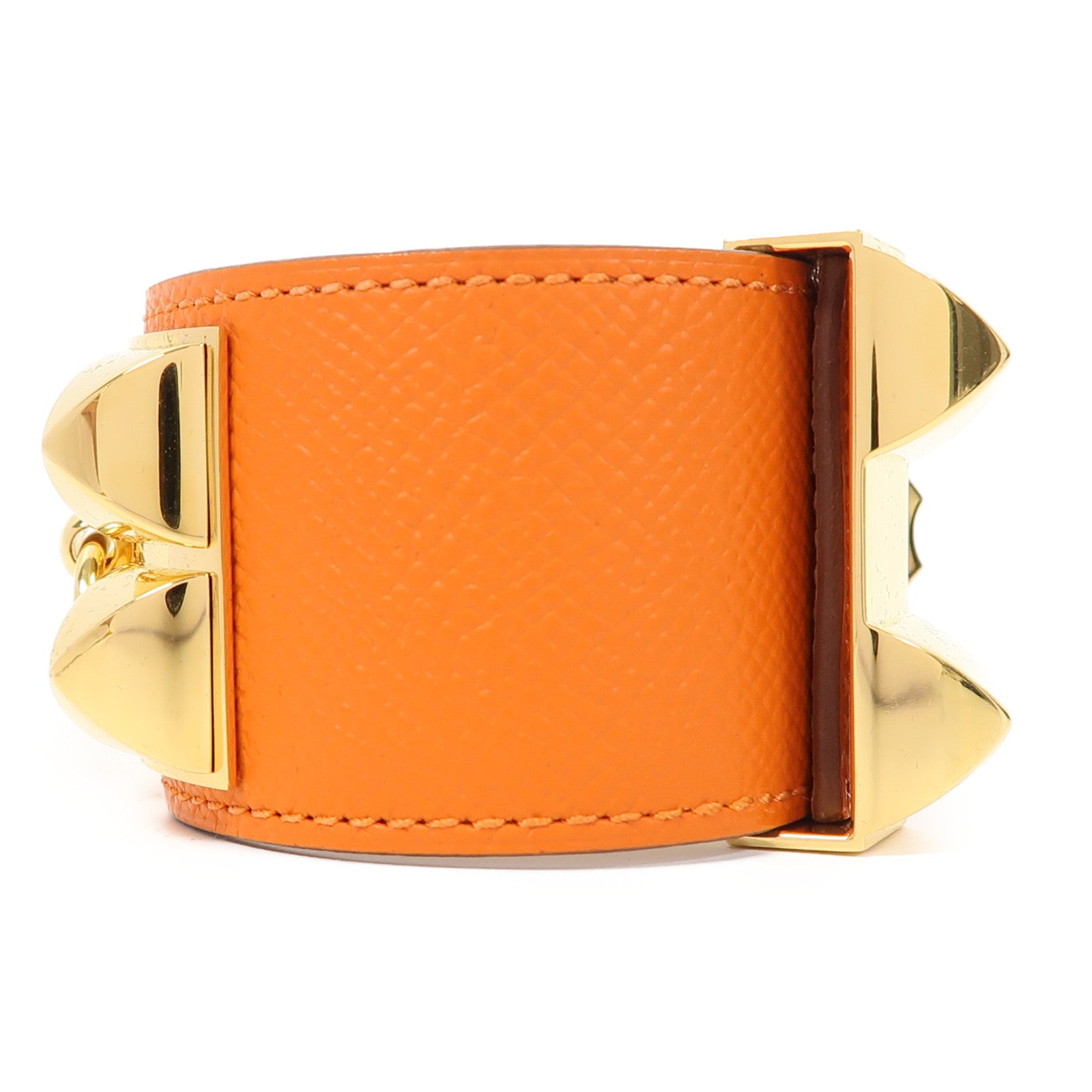 HERMES Epsom皮革Collier de Chien Bracelet手鐲橙色