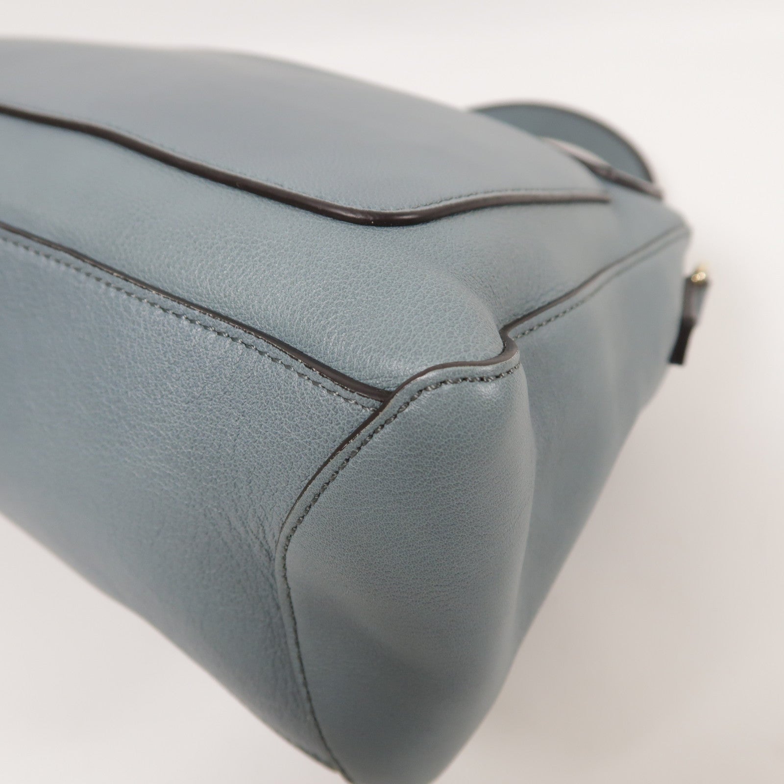 Chloe GHW Faye Day 2way Shoulder Bag Calfskin Leather Blue