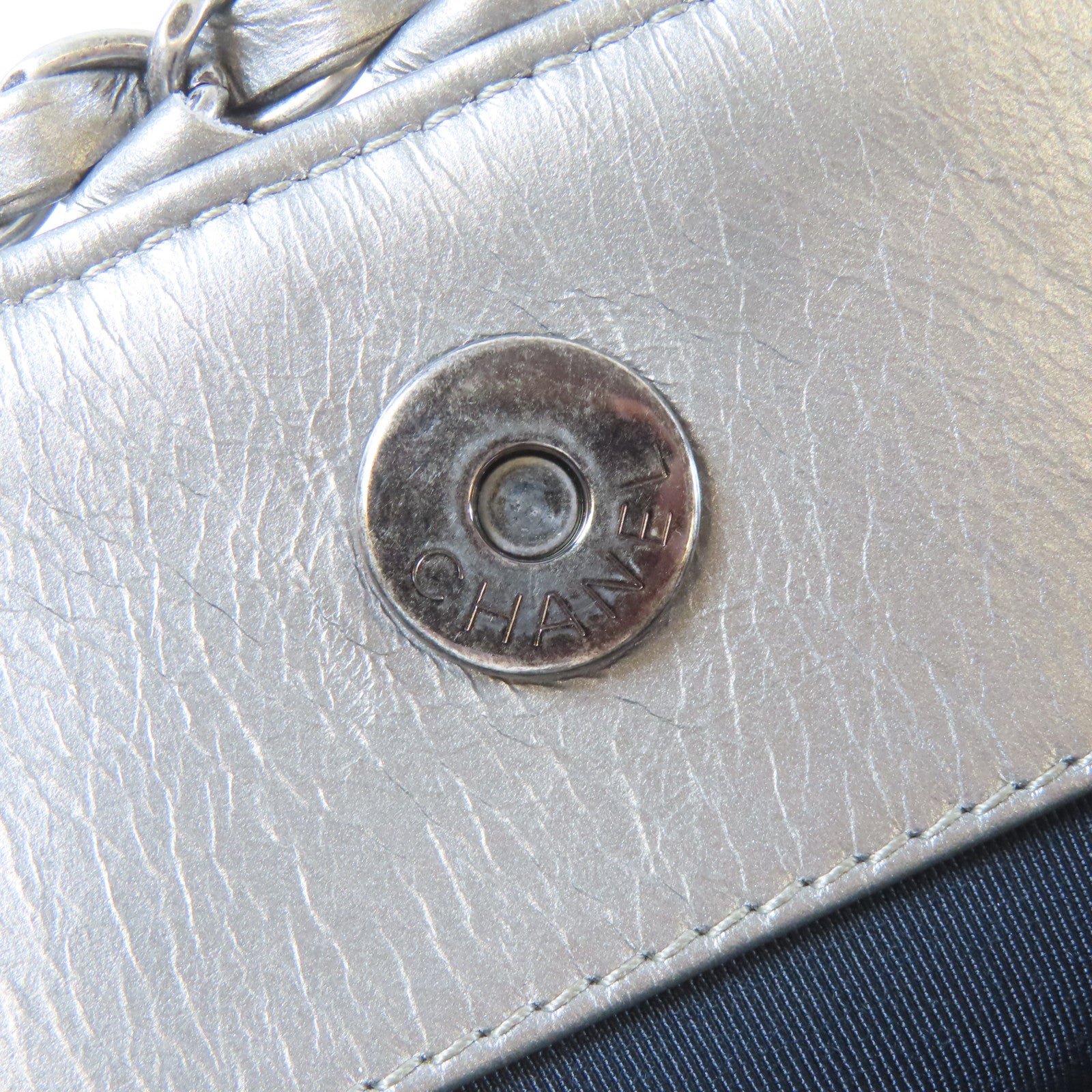 CHANEL 【激減優惠】菱格牛皮皮革Chain Shoulder Bag銀扣肩背袋銀色