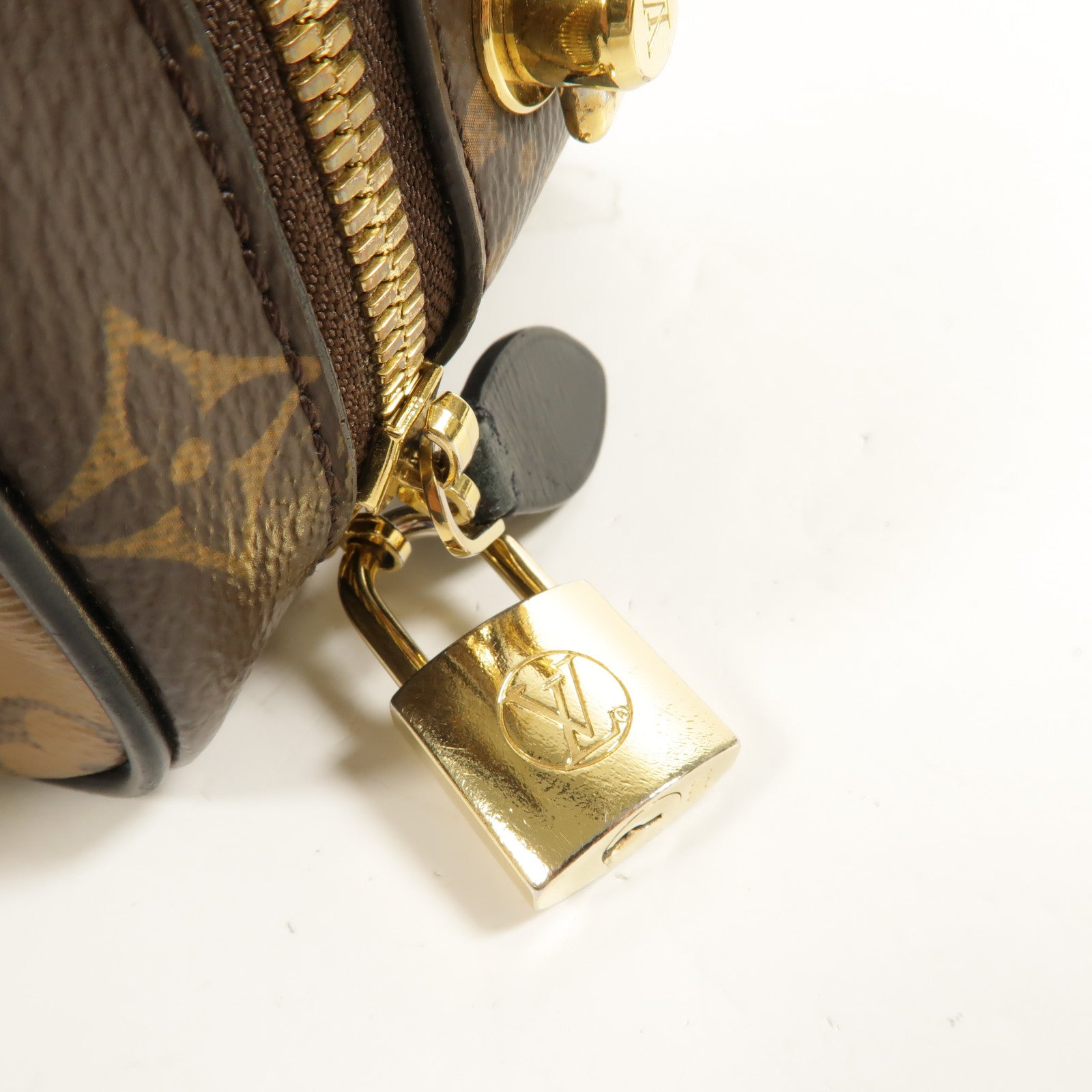 LOUIS VUITTON Monogram Reverse Vanity PM金扣手挽肩背兩用袋棕色