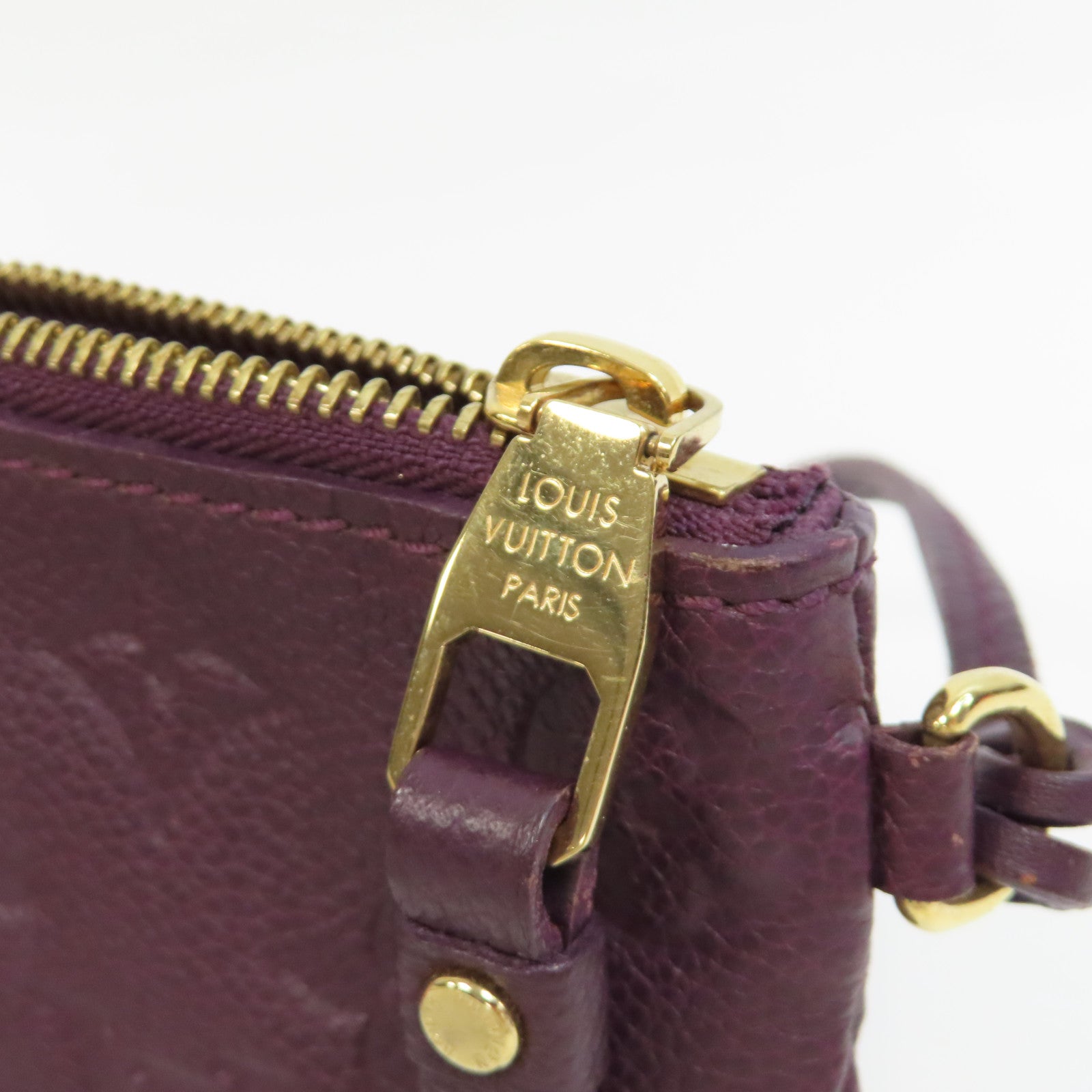 LOUIS VUITTON Monogram Empreinte Citadine Pochette金釦手挽袋紫色