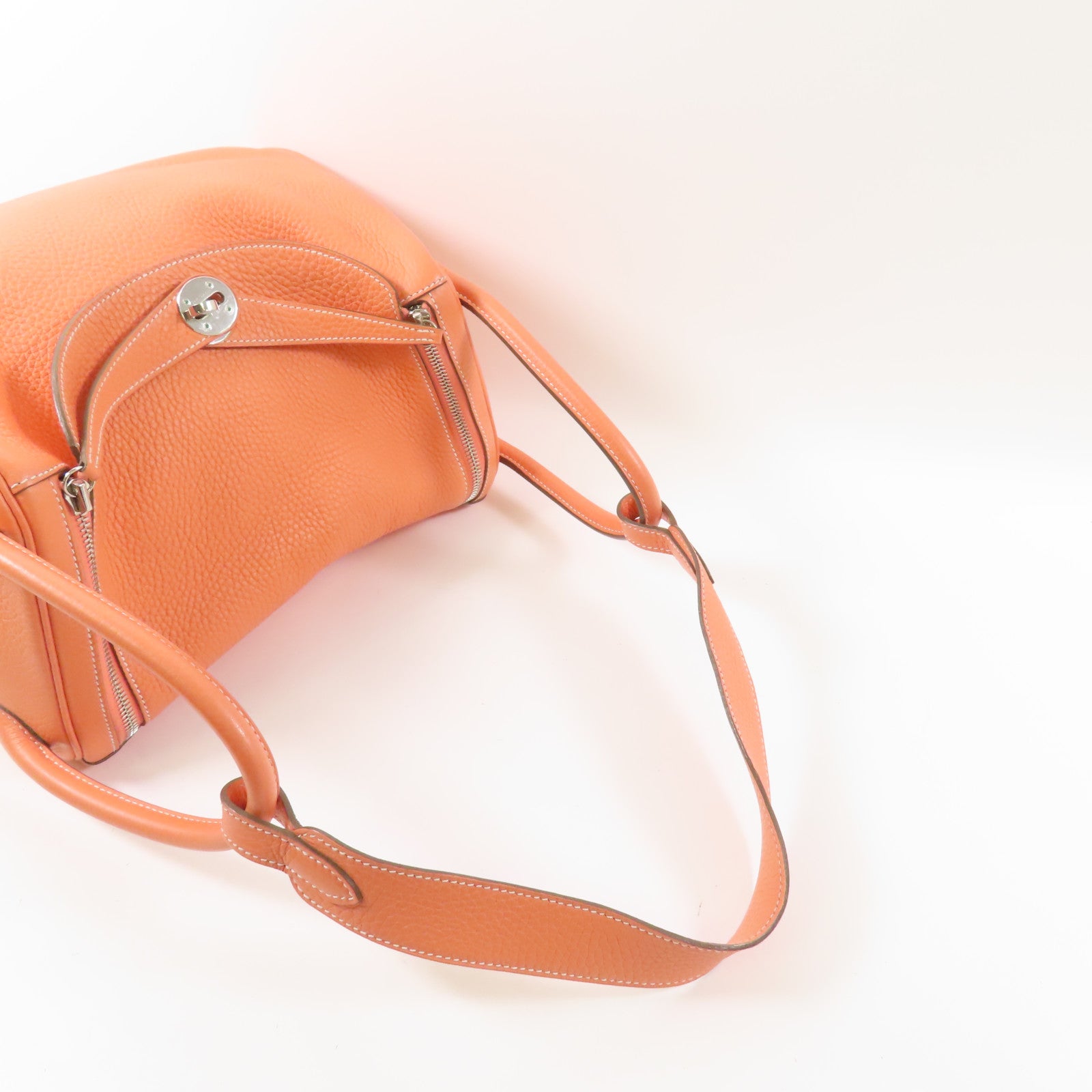 HERMES 【激減優惠】Clemence皮革Lindy 30銀扣肩背袋Flamingo