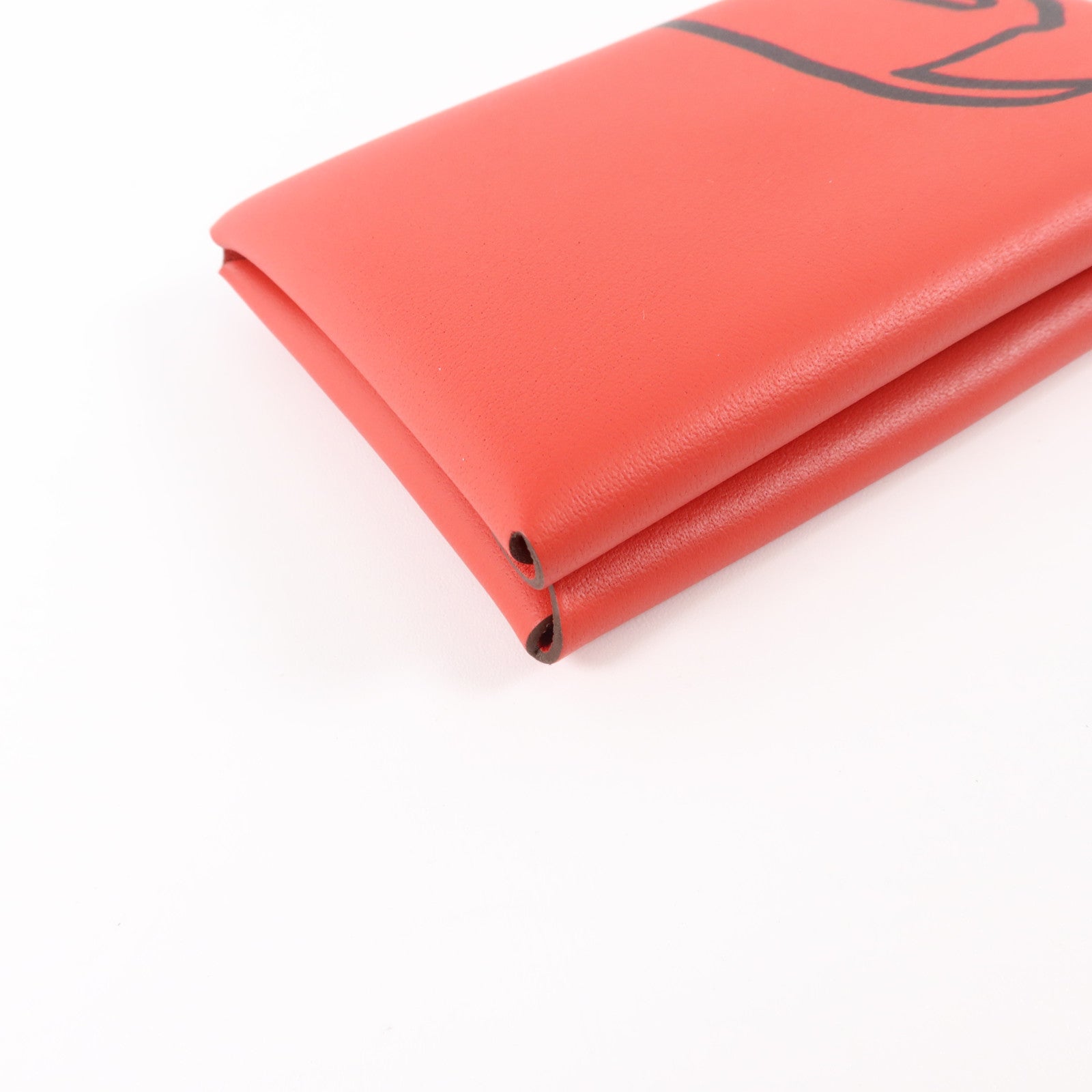 HERMES Swift皮革Calvi Duo (Teckel A Collier)銀扣卡片套Rouge De Coeur