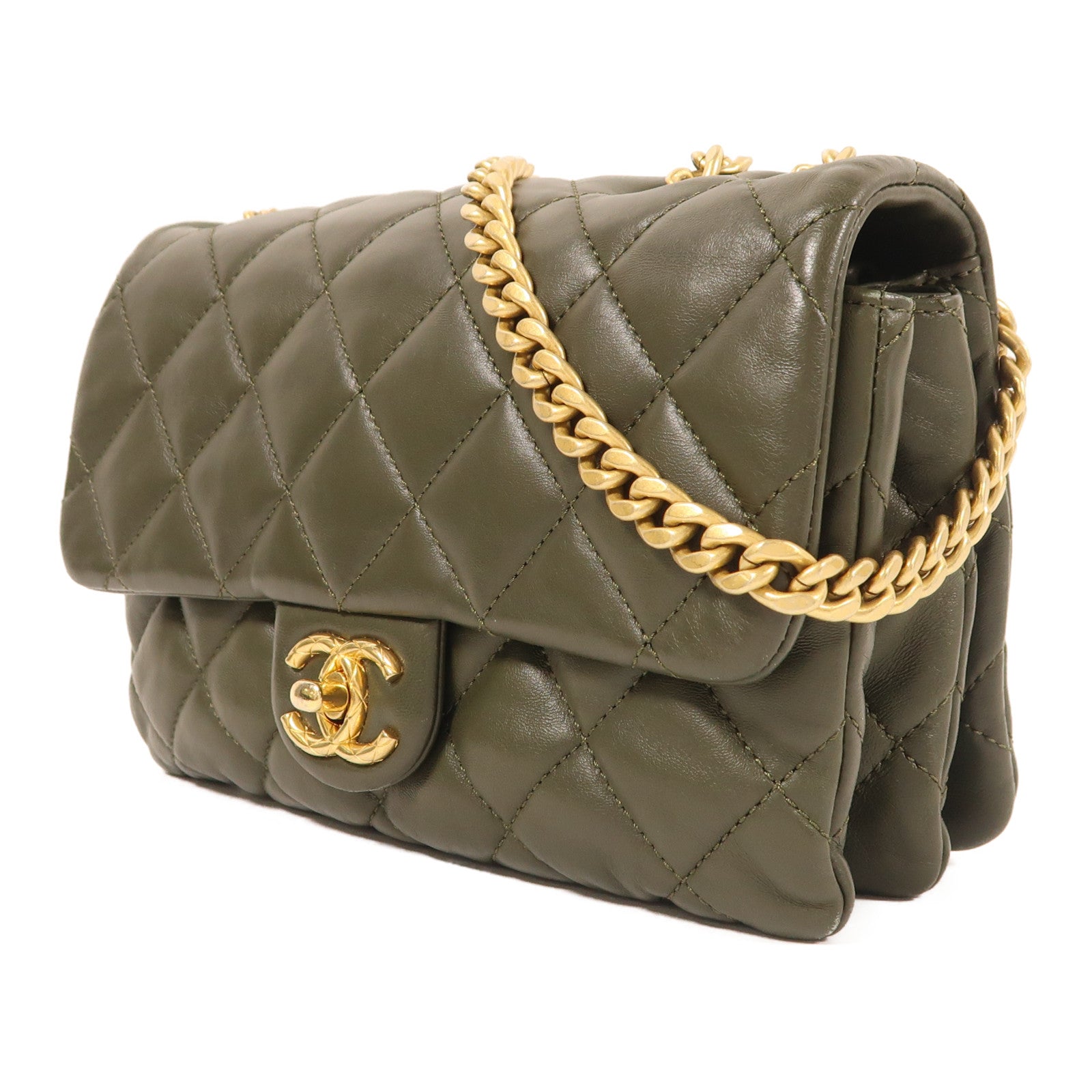 CHANEL 羊皮皮革Chain Shoulder Bag金扣鏈帶肩背袋