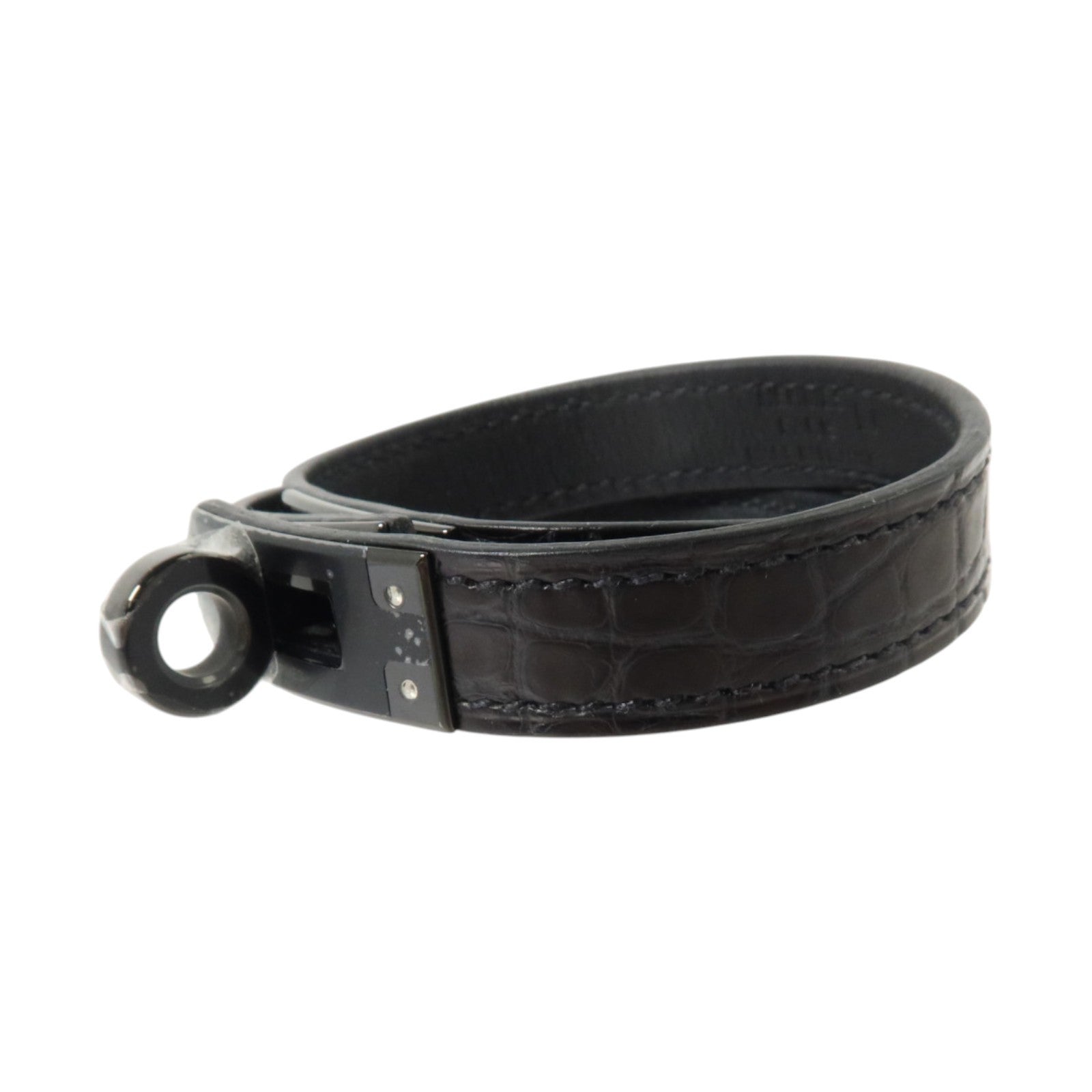 HERMES Alligator皮革Kelly Double Tour So Black Bracelet手鏈