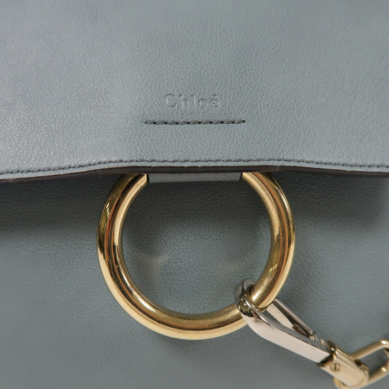 Chloe GHW Faye Day 2way Shoulder Bag Calfskin Leather Blue