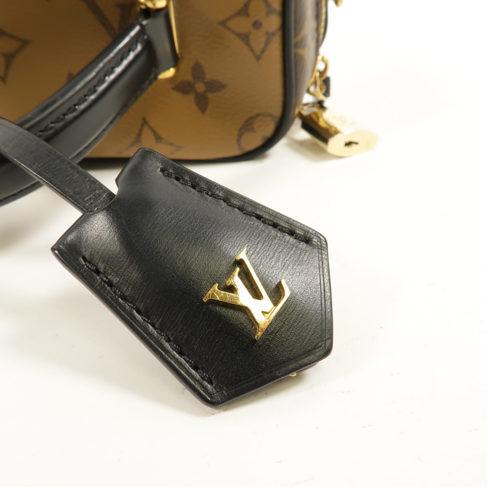 LOUIS VUITTON Monogram Reverse Vanity PM金扣手挽肩背兩用袋棕色