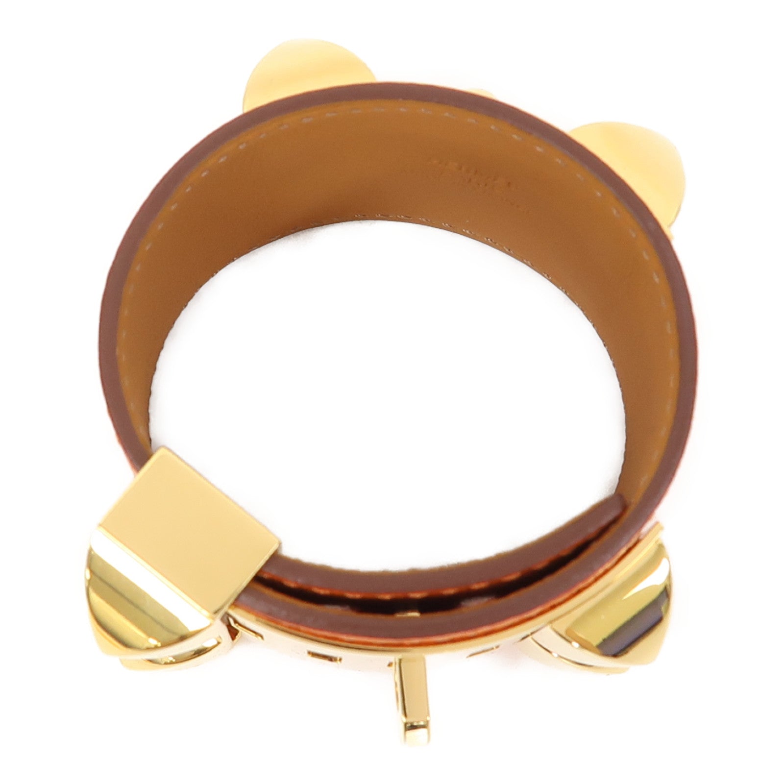 HERMES Epsom皮革Collier de Chien Bracelet手鐲橙色