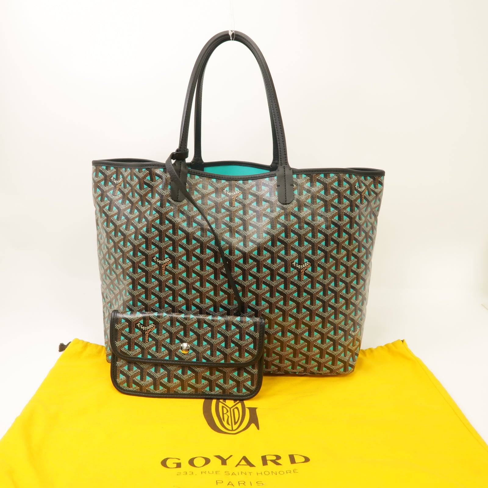 GOYARD 塗層帆布Saint Louis Claire-Voie PM Bag銀扣肩背袋黑色/綠色