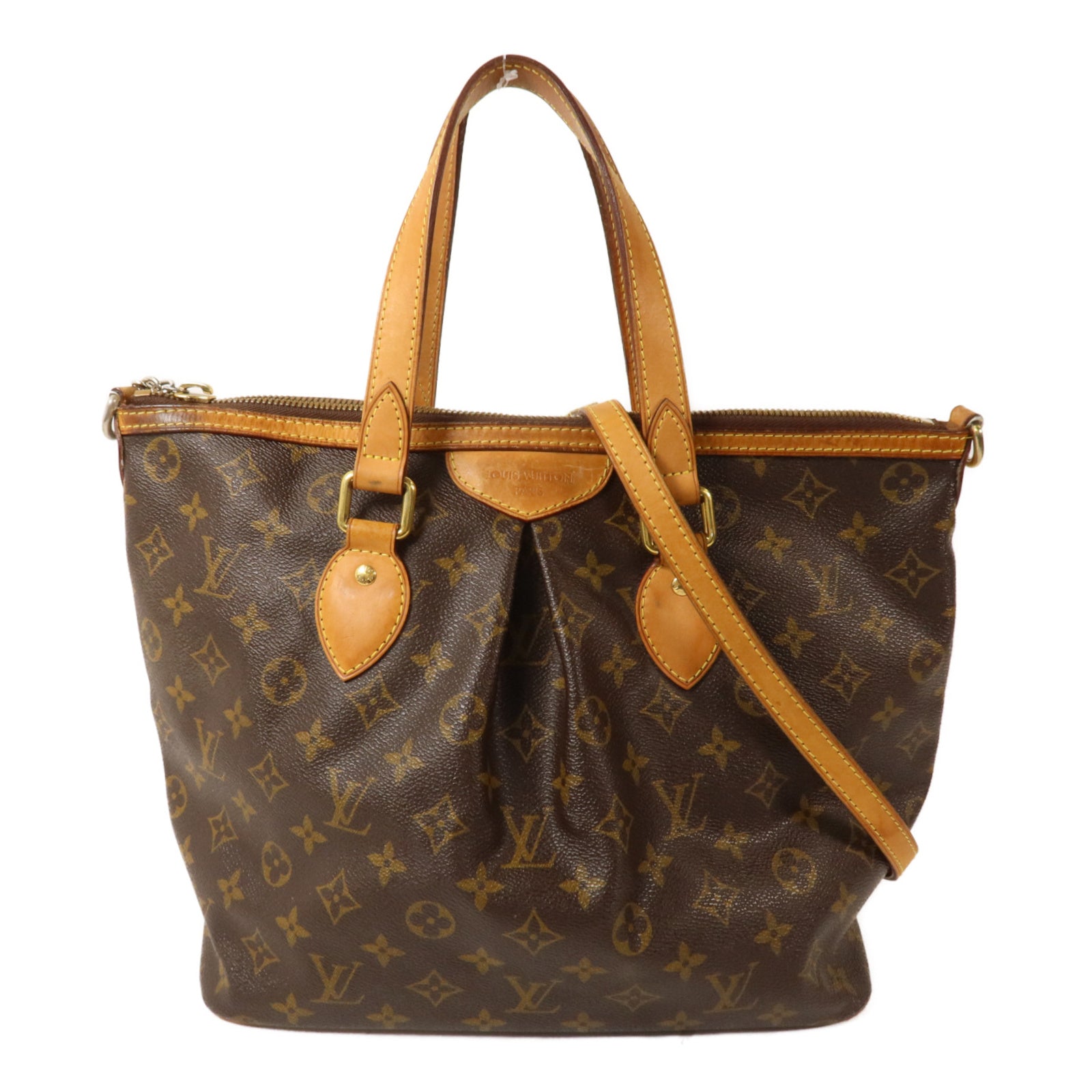 LOUIS VUITTON Monogram Palermo PM手挽肩背兩用袋棕色