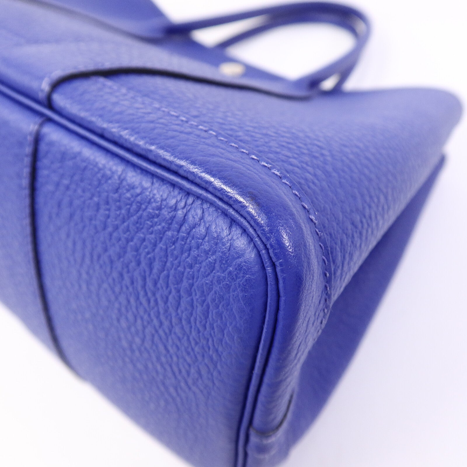 HERMES Clemence皮革Garden Party TPM手挽袋Bleu Electrique