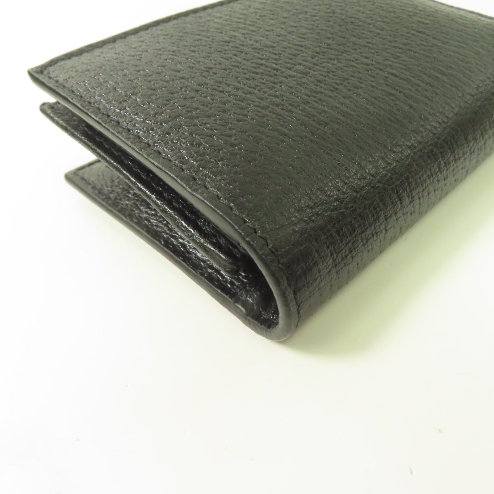 GUCCI 牛皮皮革Card Case金扣折疊錢包黑色