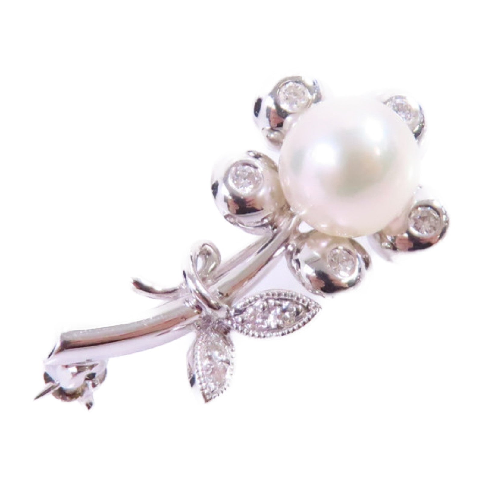 JEWELRY 18K白金Pearl/Diamond Broach鑽石/珍珠胸針