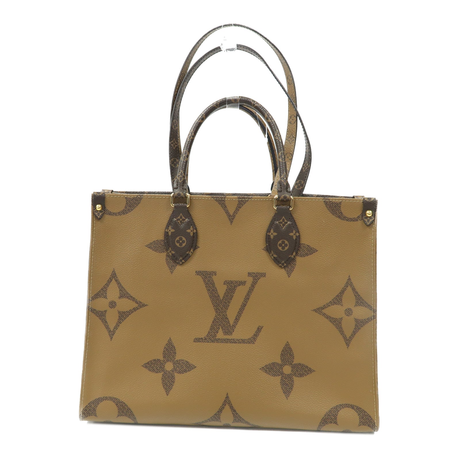 LOUIS VUITTON Monogram On The Go MM金扣手挽肩背兩用袋啡色