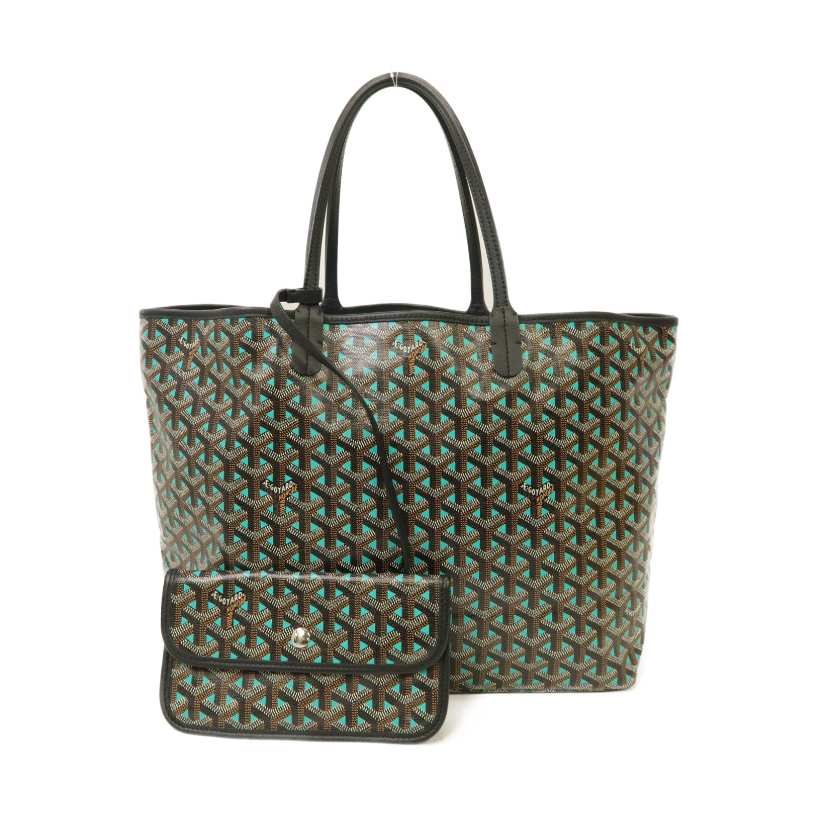 GOYARD 塗層帆布Saint Louis Claire-Voie PM Bag銀扣肩背袋黑色/綠色