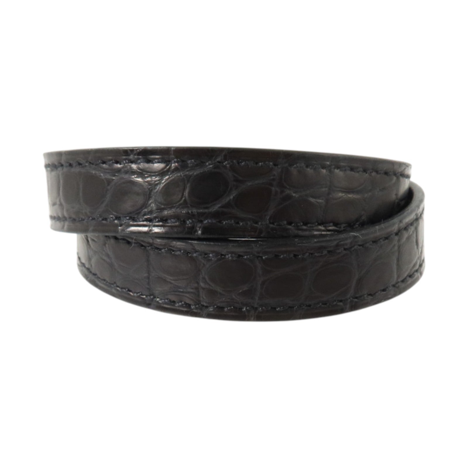 HERMES Alligator皮革Kelly Double Tour So Black Bracelet手鏈