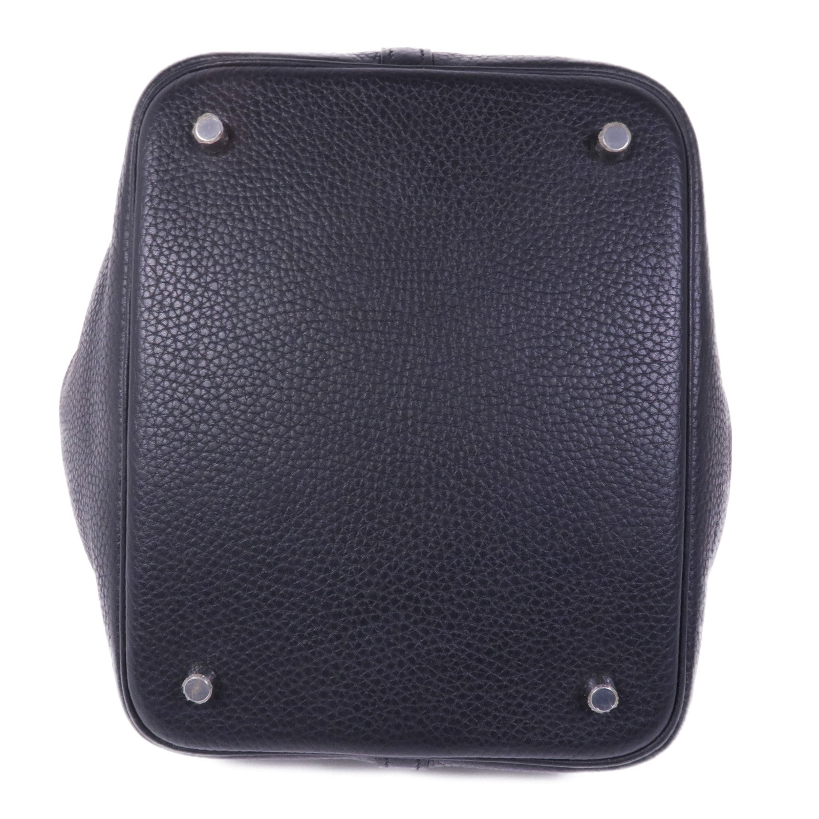 HERMES Clemence皮革Picotin MM銀扣手挽袋89 Noir