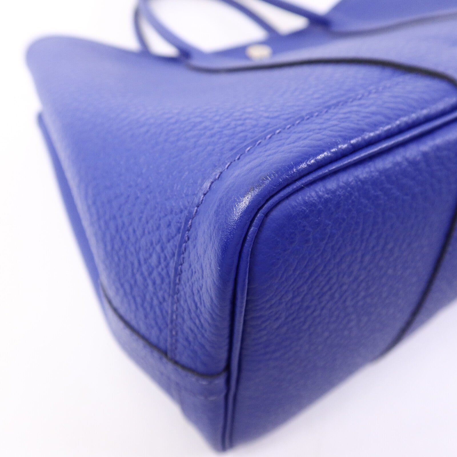 HERMES Clemence皮革Garden Party TPM手挽袋Bleu Electrique
