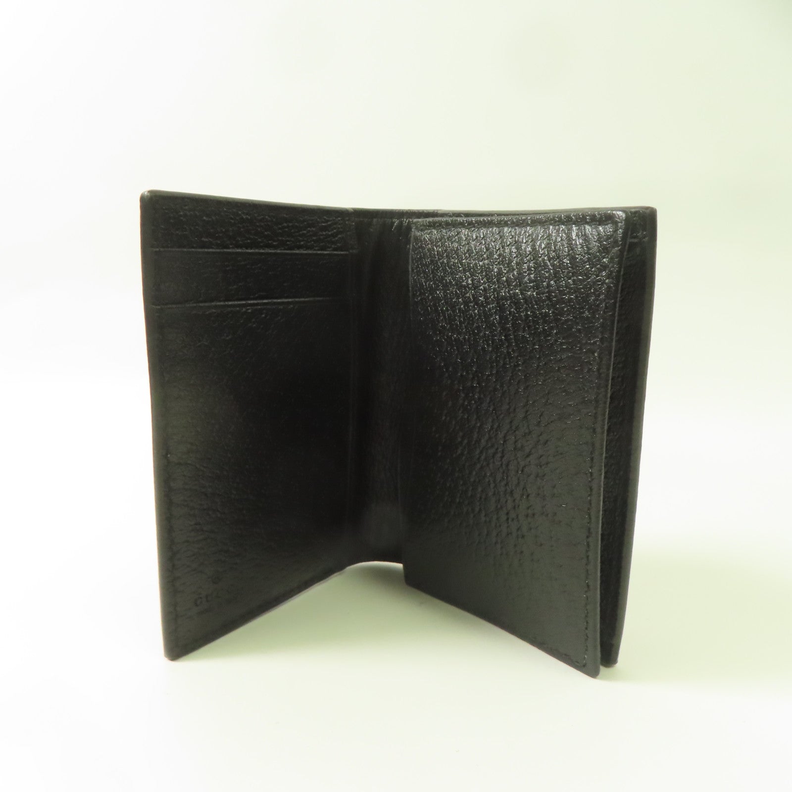 GUCCI 牛皮皮革Card Case金扣折疊錢包黑色