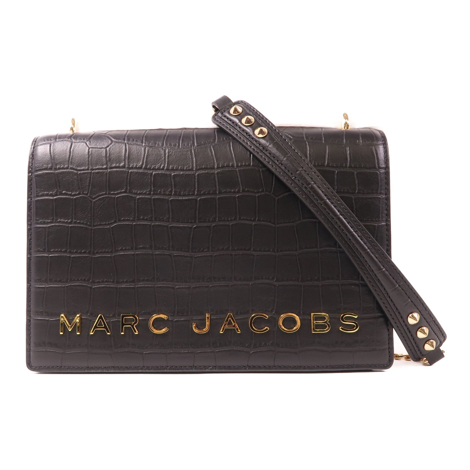 MARC JACOBS 牛皮皮革Chain Shoulder金扣鏈帶肩背袋
