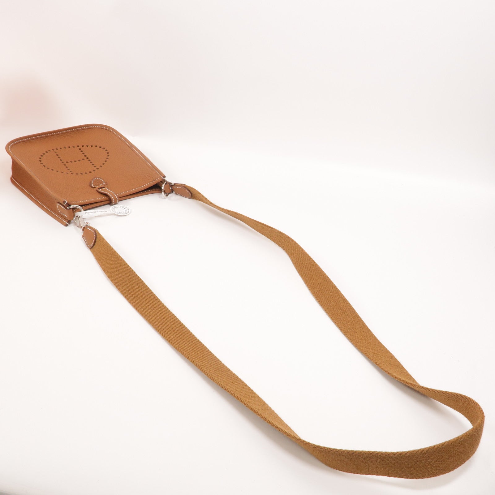 HERMES Clemence皮革Evelyne TPM肩背袋Gold