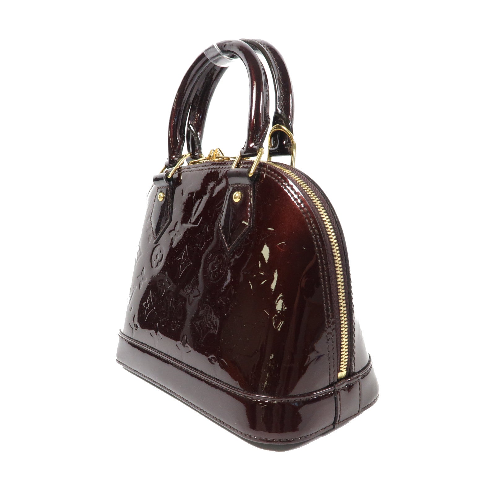 LOUIS VUITTON Vernis Alma BB金扣手挽肩背兩用袋酒紅色