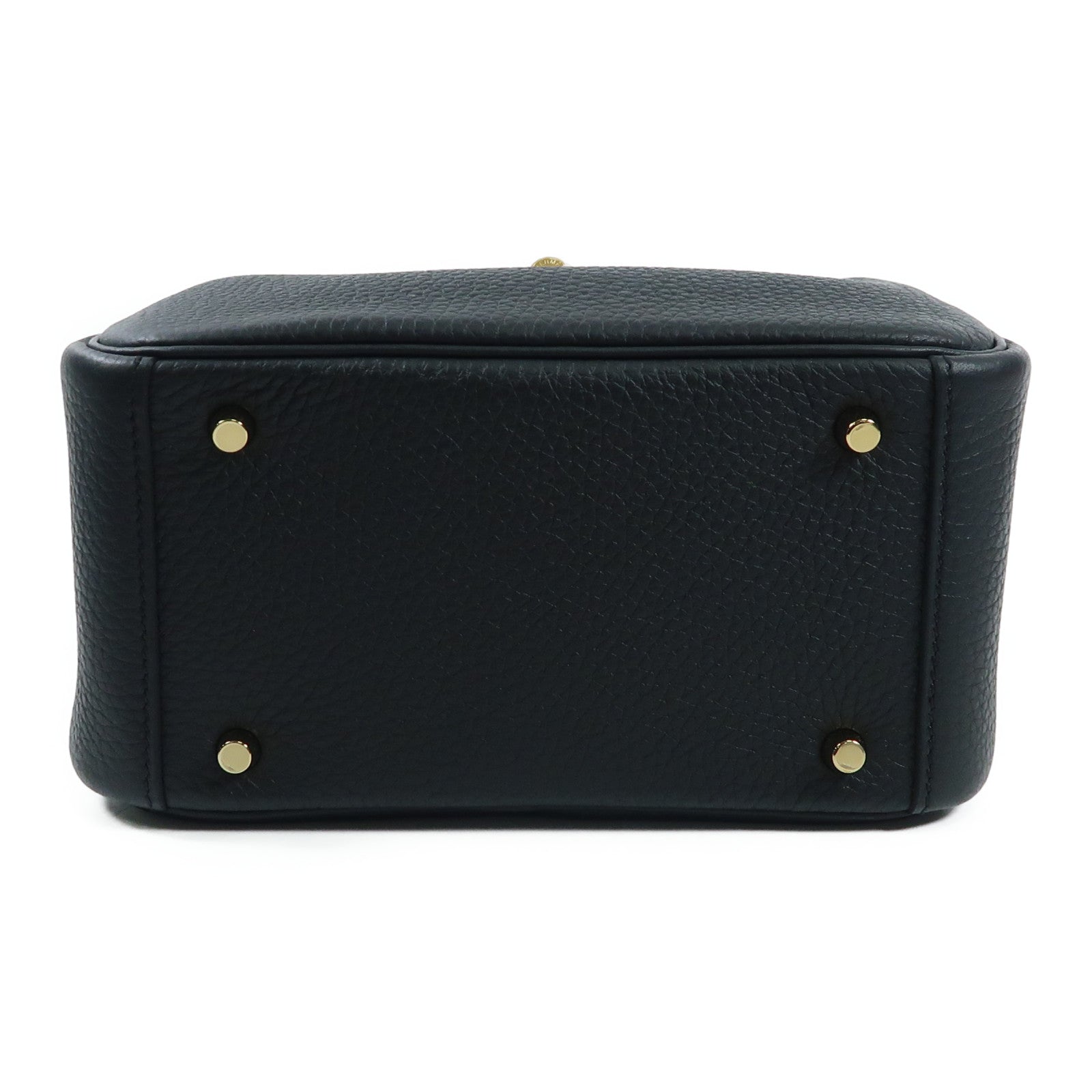 HERMES Clemence皮革Mini Lindy20金扣肩背袋Noir