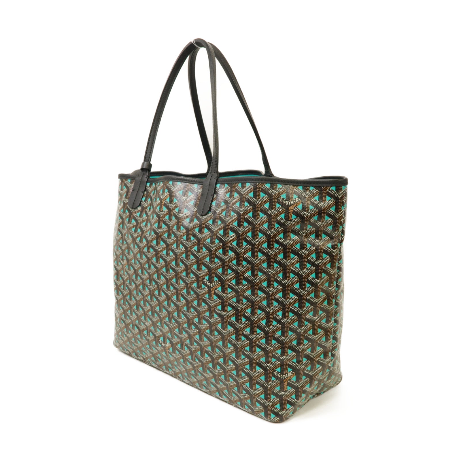 GOYARD 塗層帆布Saint Louis Claire-Voie PM Bag銀扣肩背袋黑色/綠色