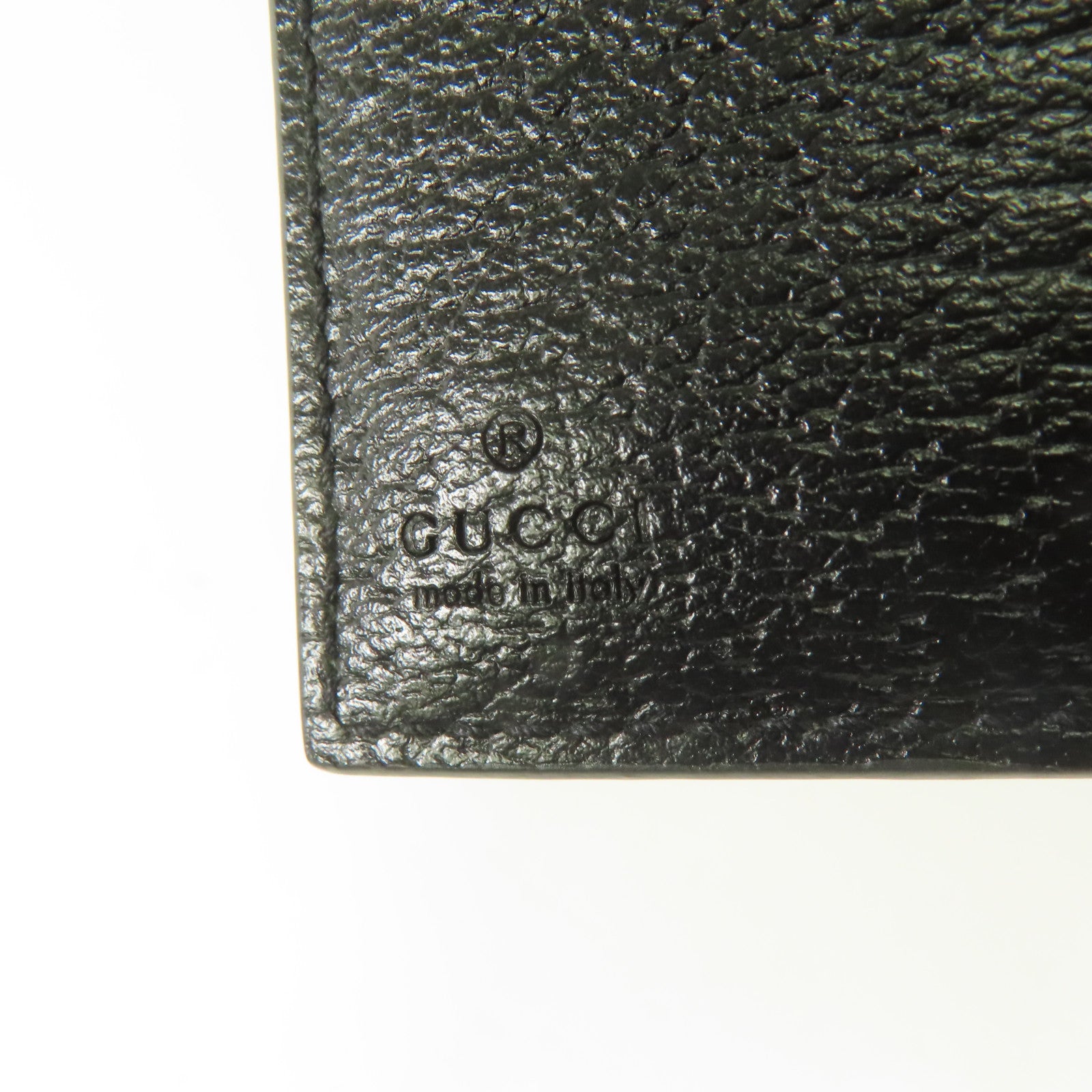 GUCCI 牛皮皮革Card Case金扣折疊錢包黑色