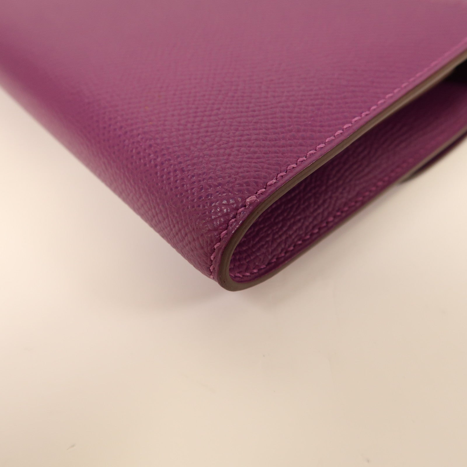 HERMES Epsom皮革Constance Long Wallet銀扣長錢包海葵紫色