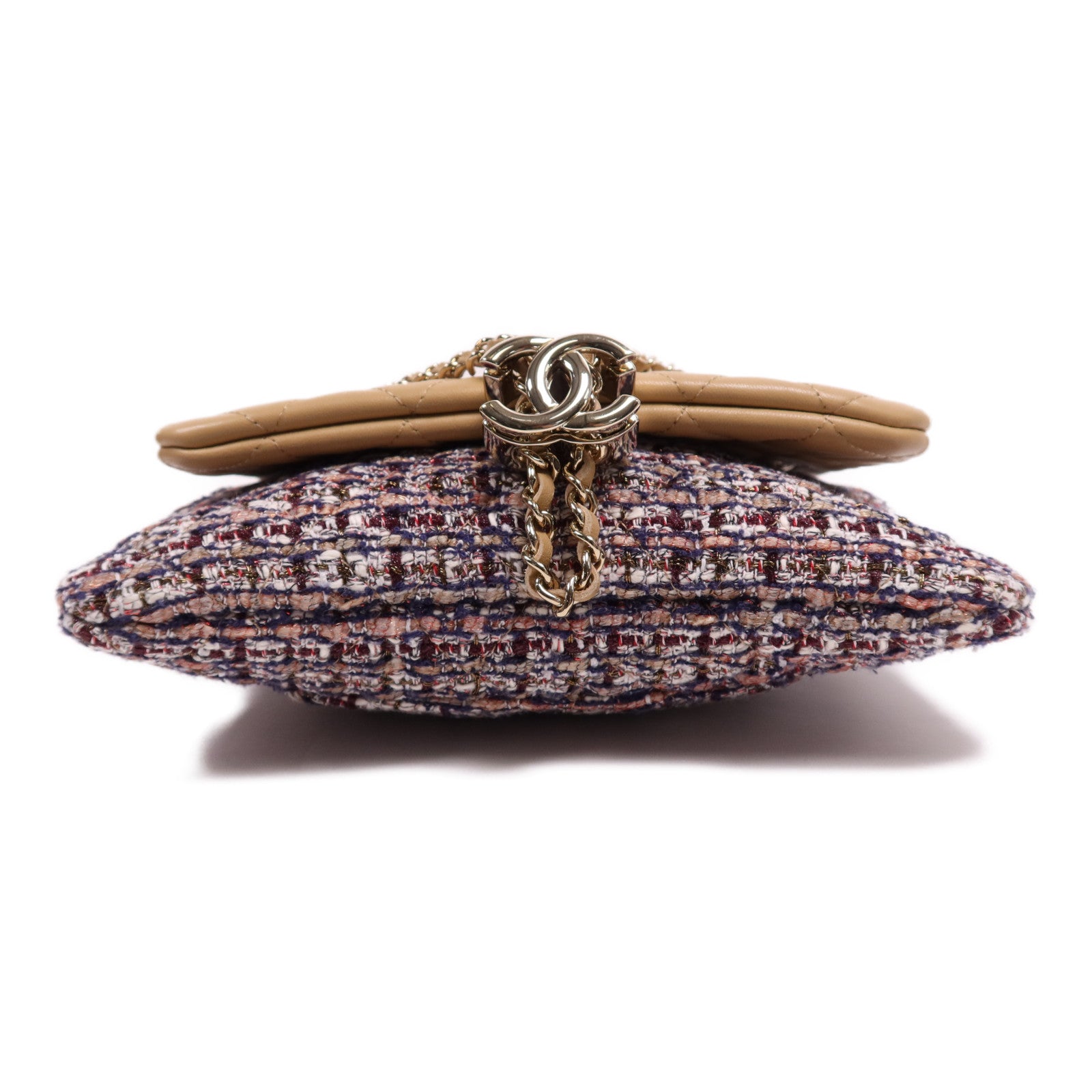 CHANEL 斜紋軟呢/羊皮皮革Chain Shoulder Bag金扣鏈帶肩背袋