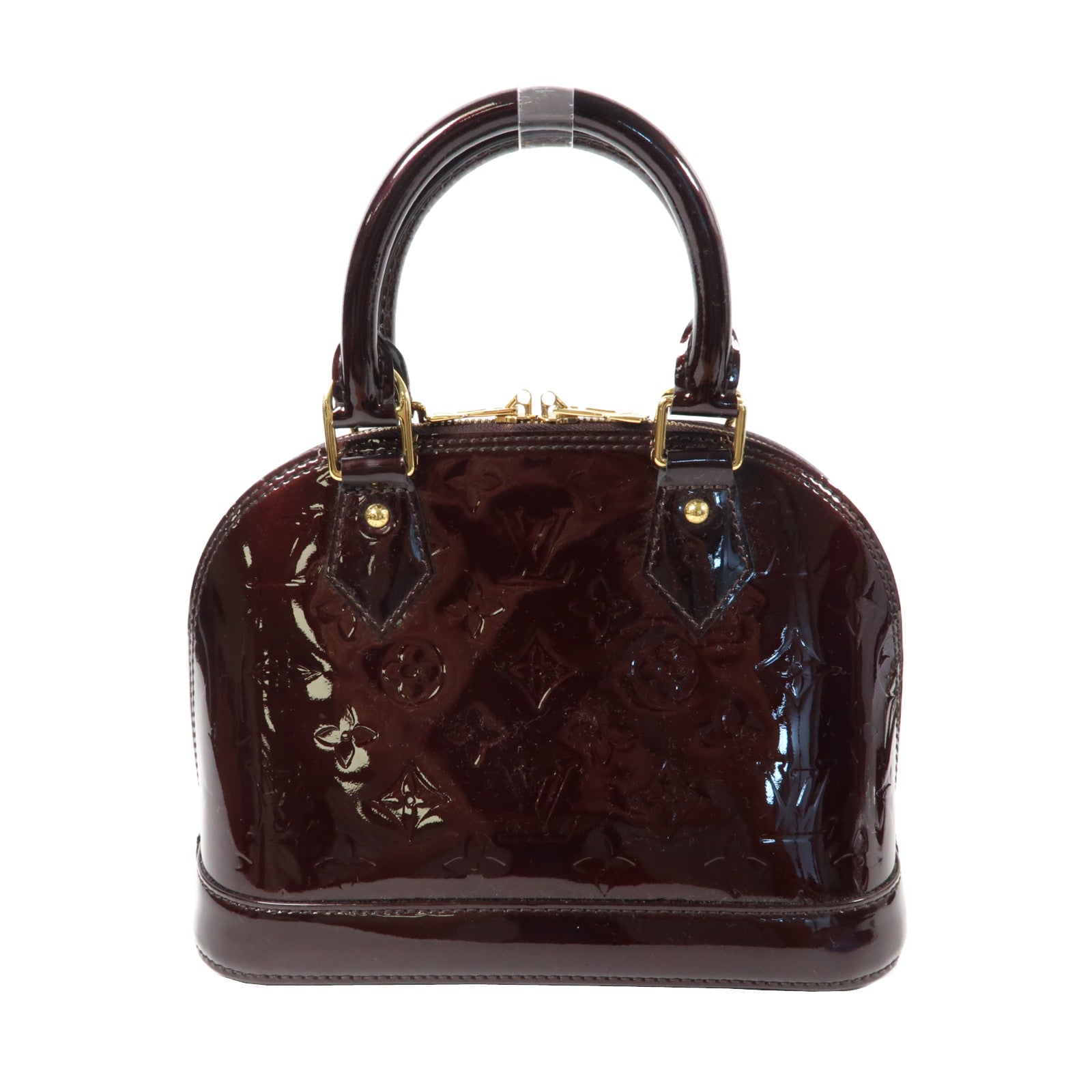 LOUIS VUITTON Vernis Alma BB金扣手挽肩背兩用袋酒紅色