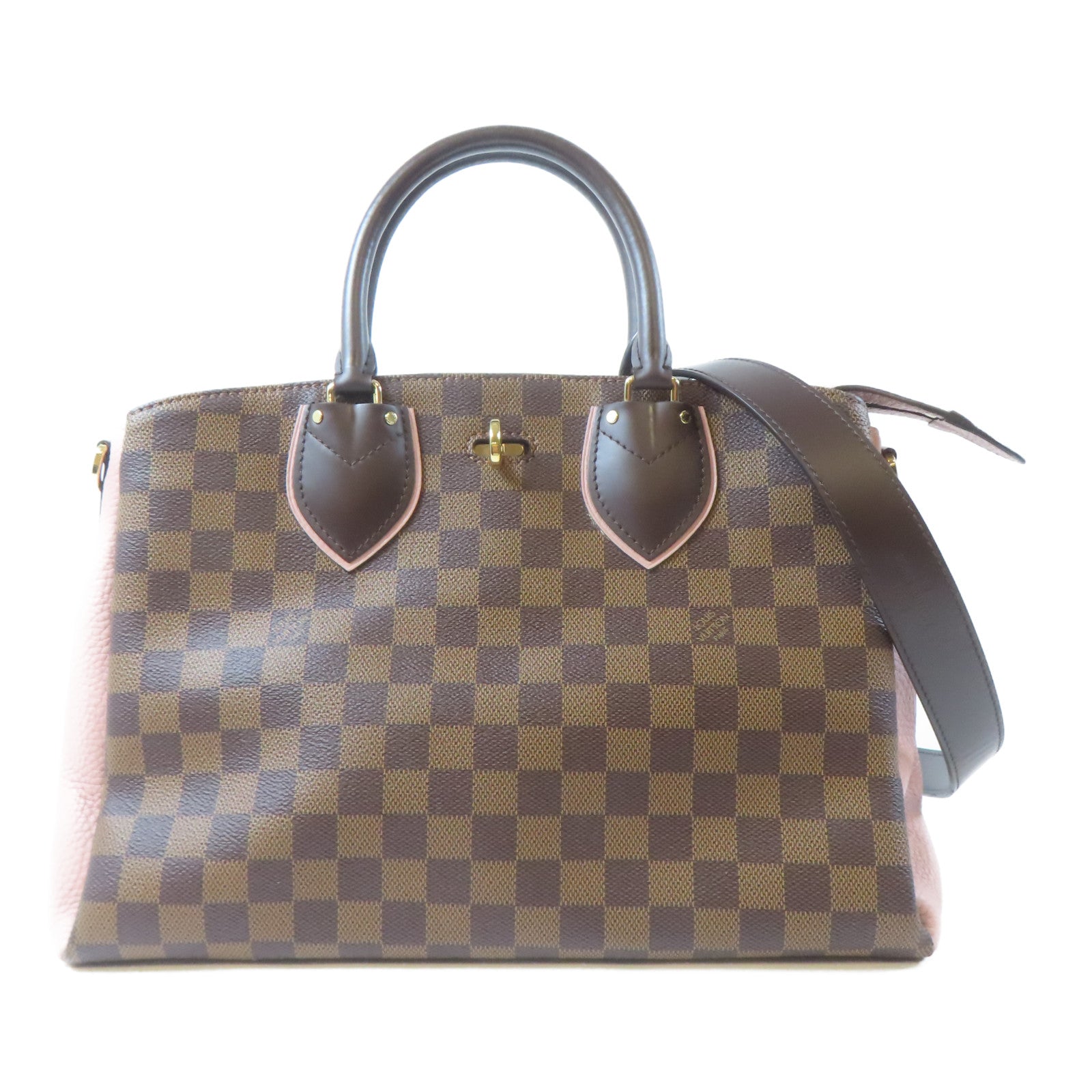 LOUIS VUITTON 【激減優惠】Damier Normandy金扣手挽肩背兩用袋啡色/粉紅色