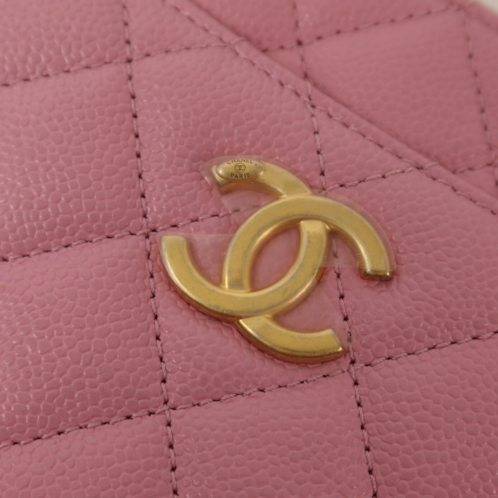 CHANEL 牛皮皮革Vanity Case金扣鏈帶肩背袋