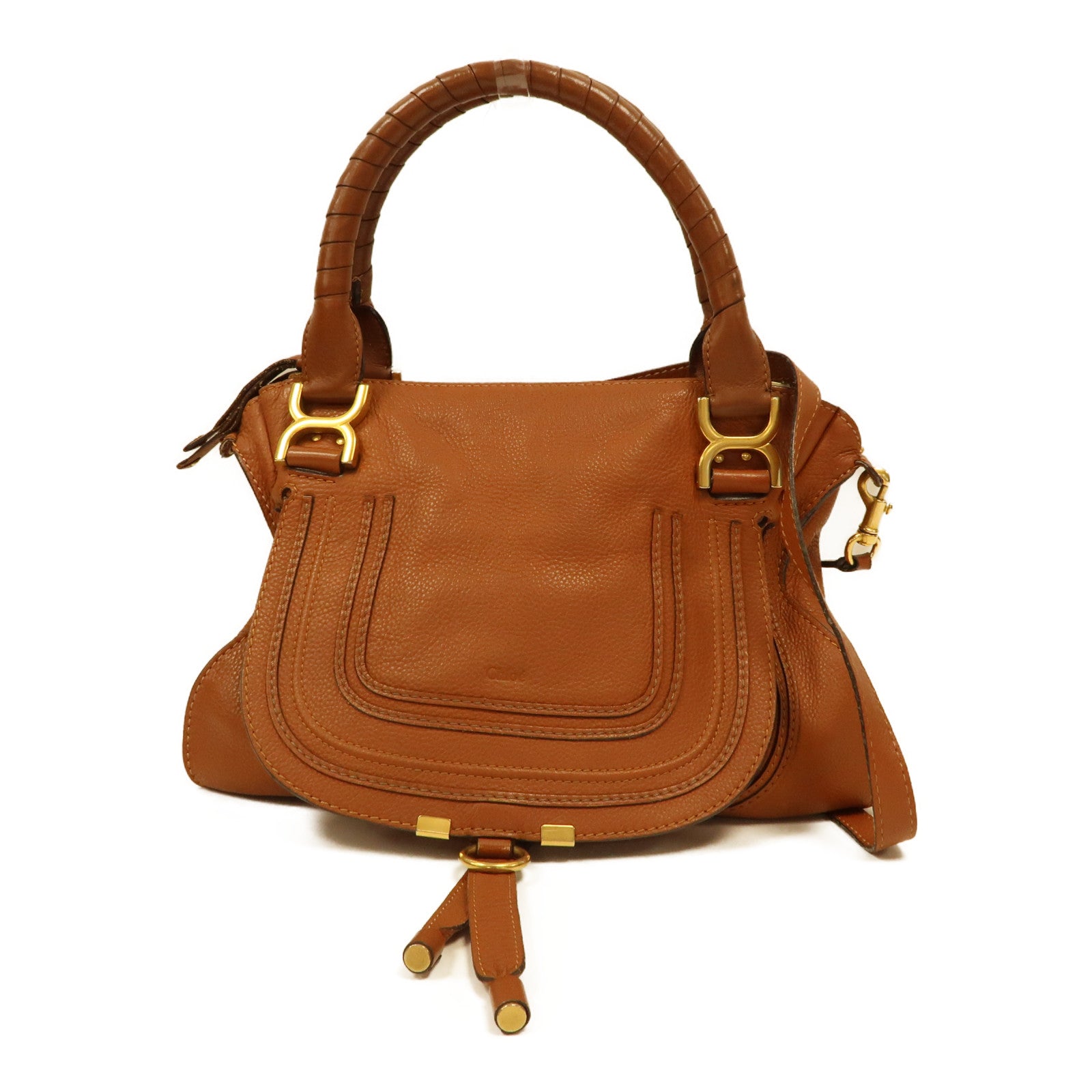 Chloe 牛皮皮革Shoulder Bag金扣肩背袋啡色