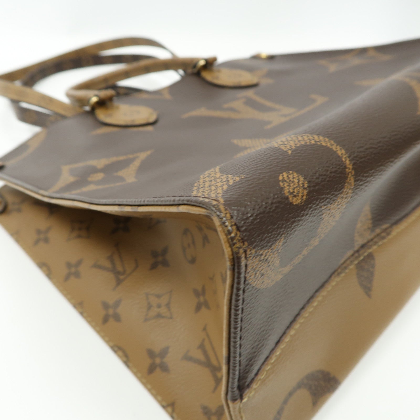 LOUIS VUITTON Monogram On The Go MM金扣手挽肩背兩用袋啡色