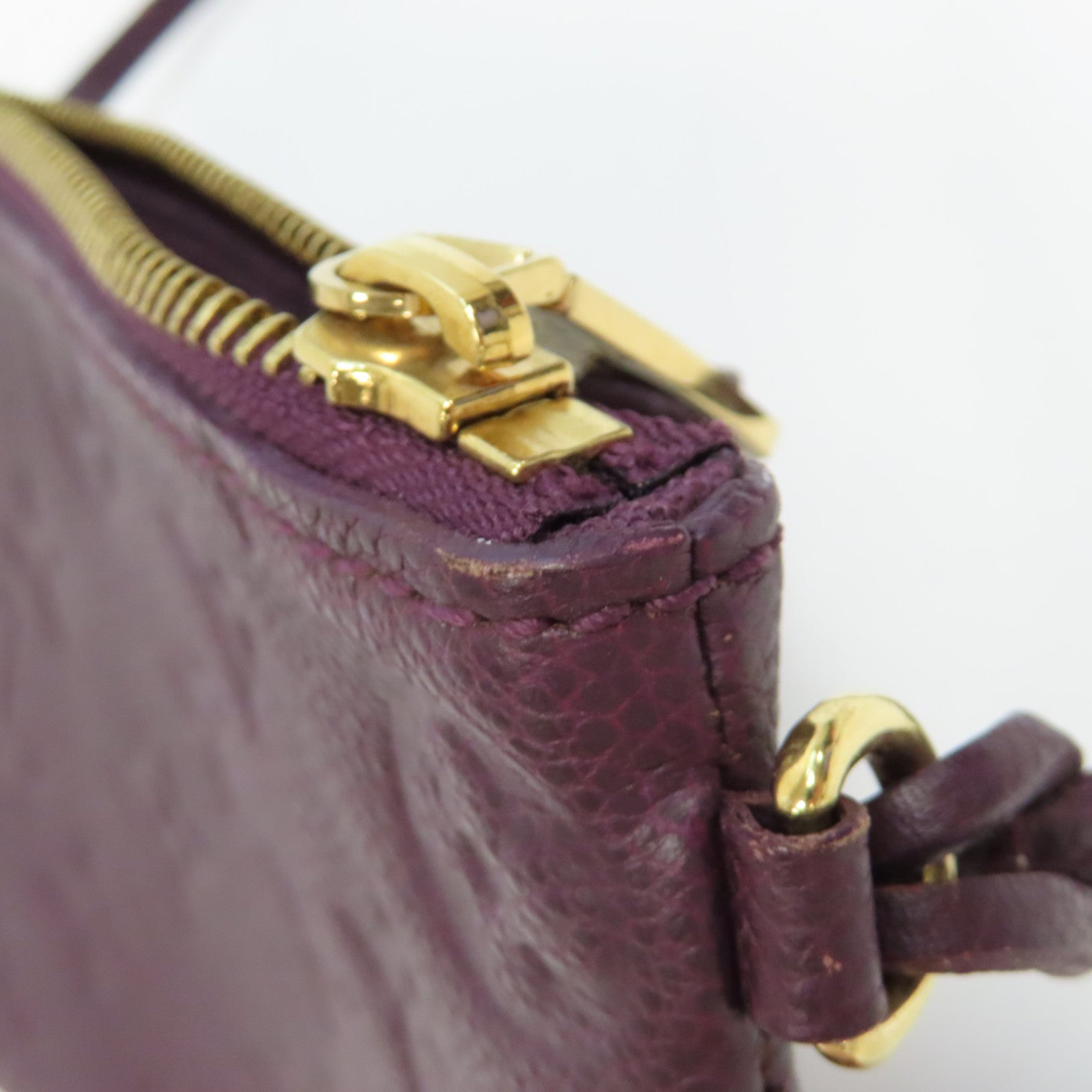 LOUIS VUITTON Monogram Empreinte Citadine Pochette金釦手挽袋紫色