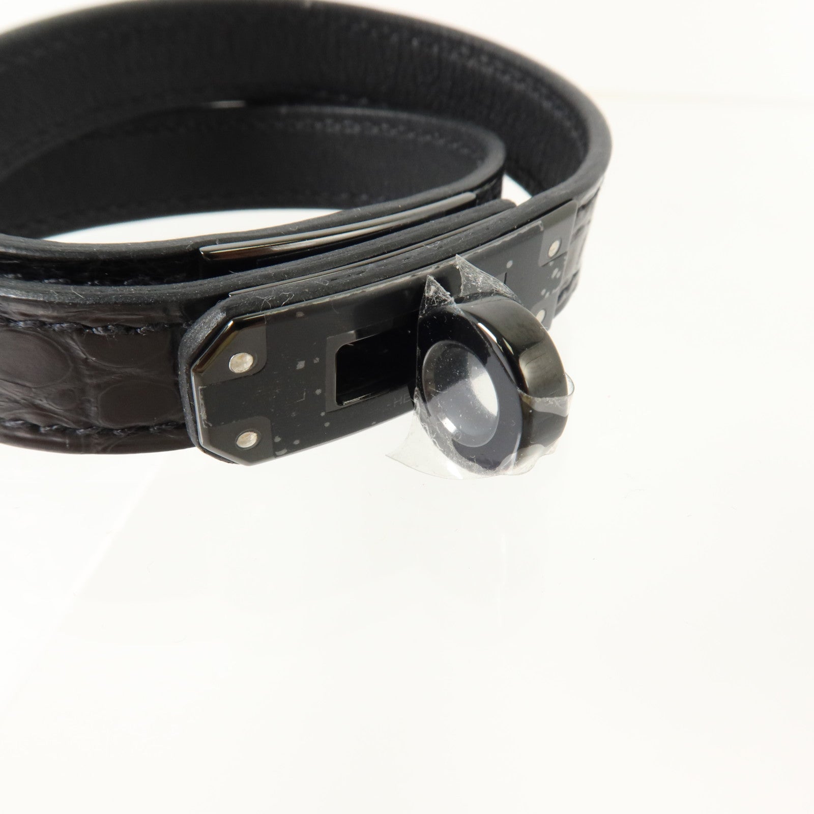 HERMES Alligator皮革Kelly Double Tour So Black Bracelet手鏈