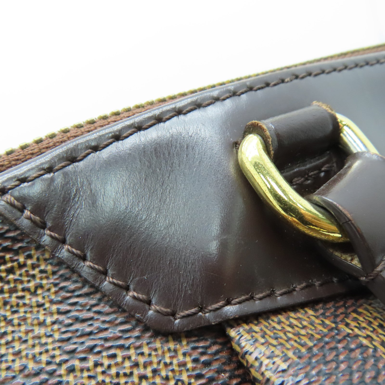 LOUIS VUITTON Damier Westminster GM gold buckle shoulder bag brown